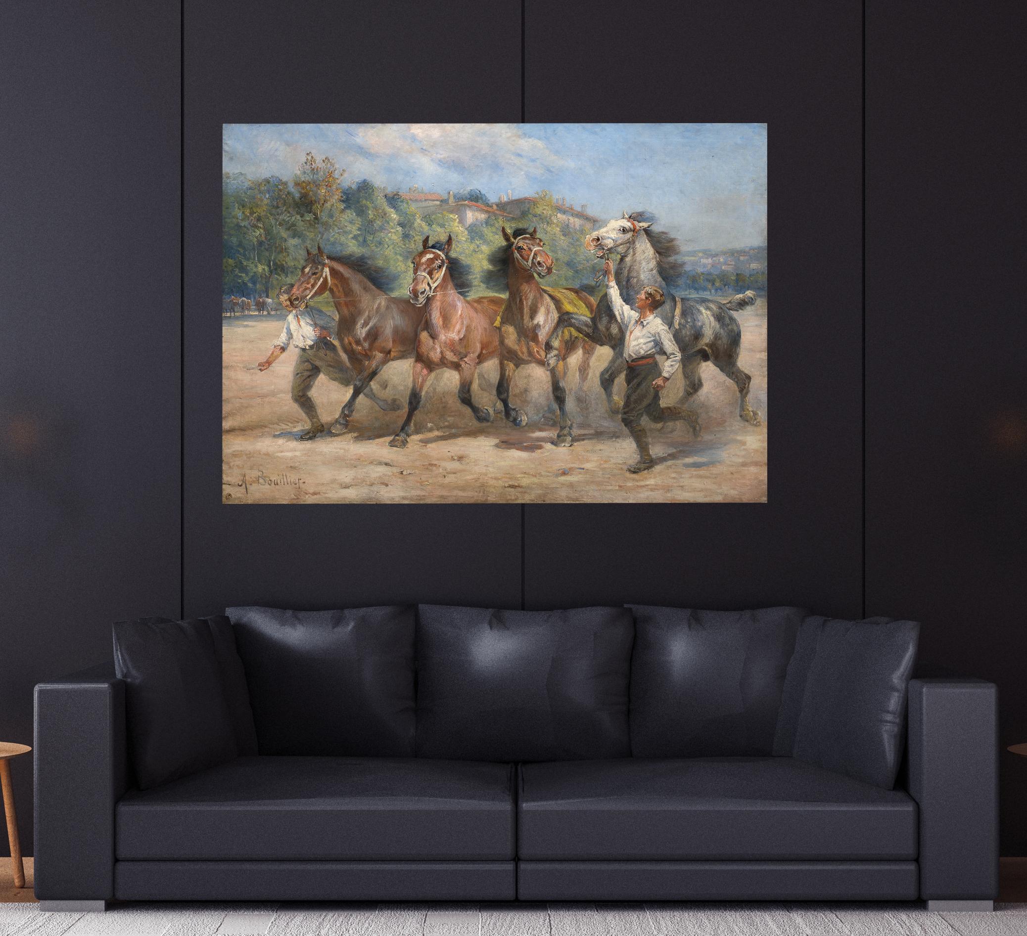 Huge Painting with Racehorses and Young Jockeys 1920' 4