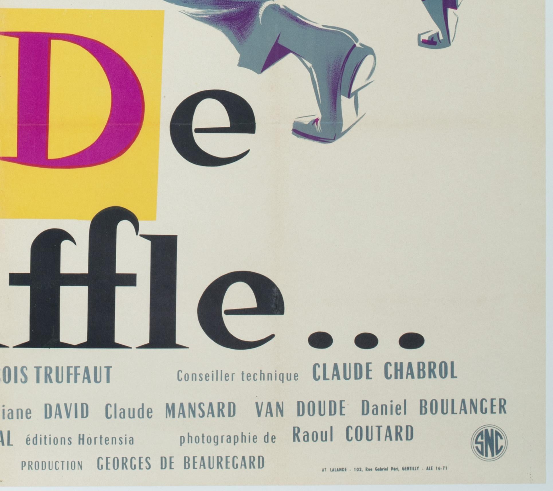 A BOUT DE SOUFFLE 1960 Französisches Grande-Filmplakat, Filmplakat, CLEMENT HUREL im Angebot 3