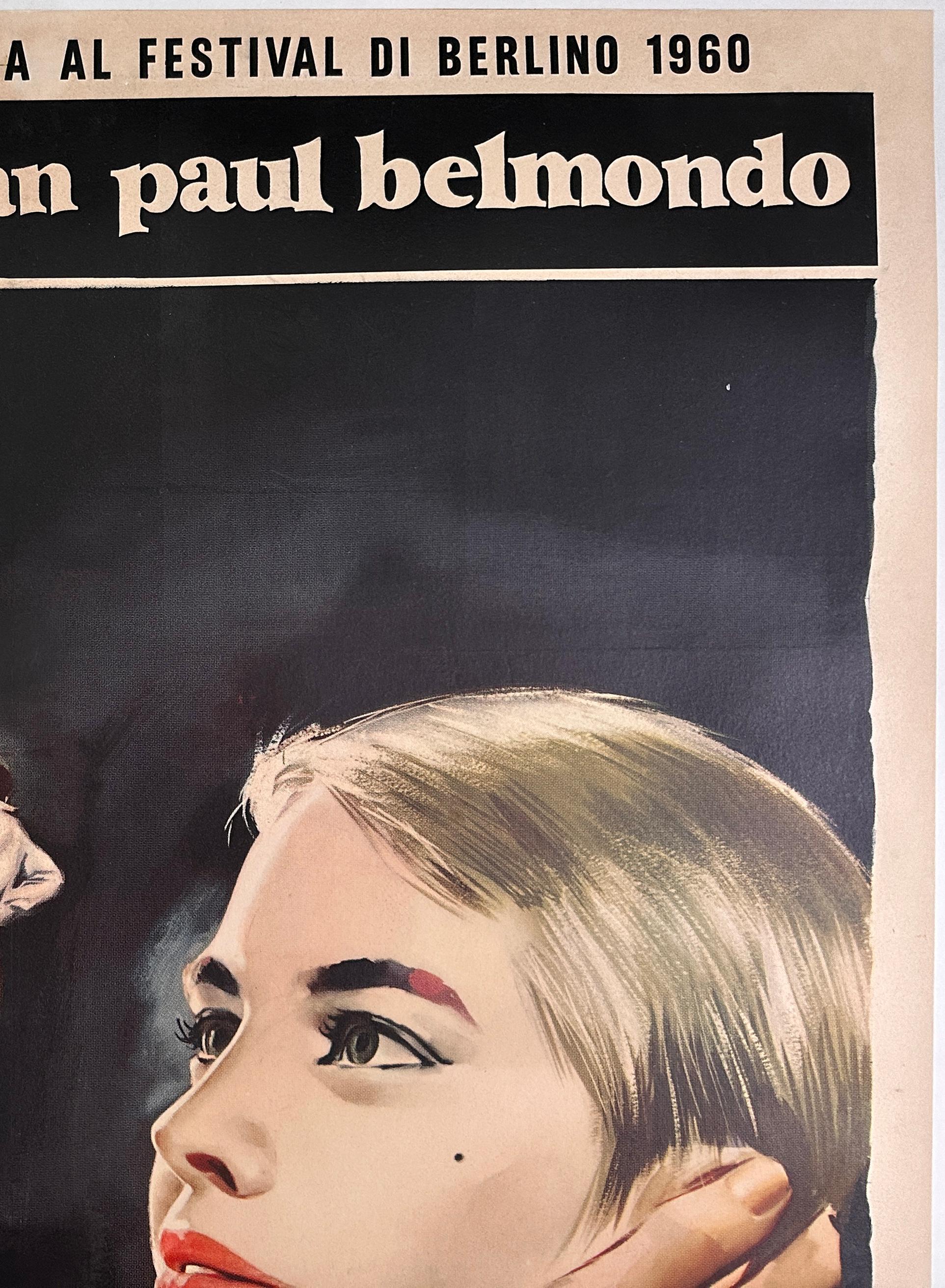 A Bout De Souffle, Italienisches 2 Foglio-Filmplakat, Sandro Symeoni, „A Bout De Souffle“, 1960 (20. Jahrhundert) im Angebot