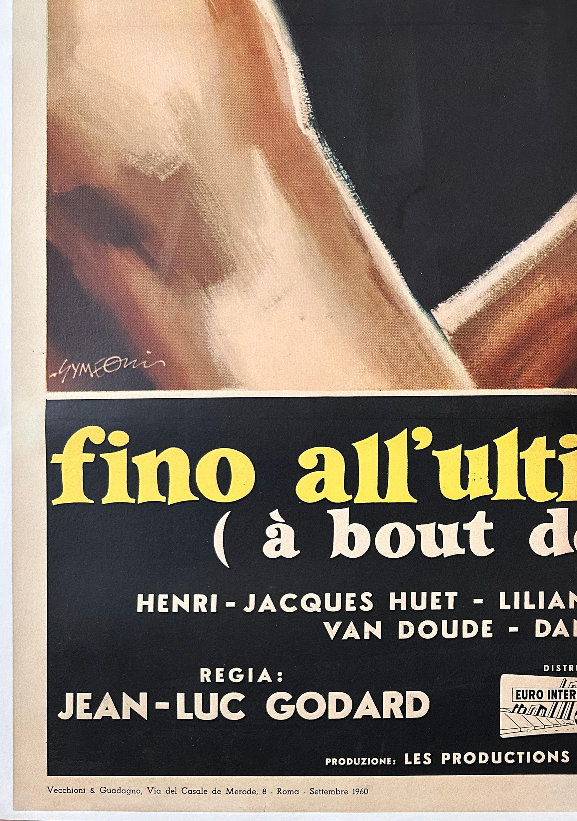 A Bout De Souffle, Italienisches 2 Foglio-Filmplakat, Sandro Symeoni, „A Bout De Souffle“, 1960 im Angebot 2