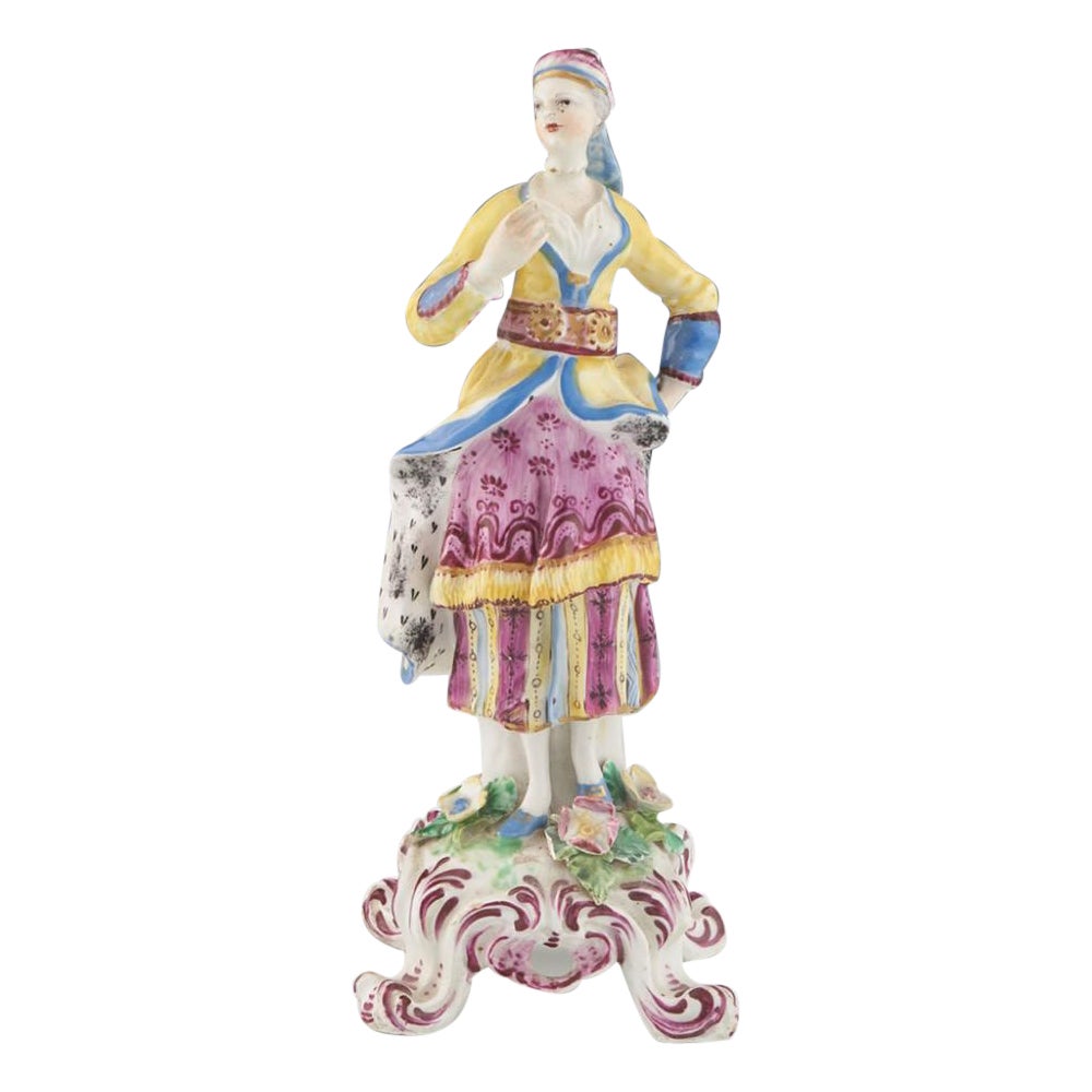 Bow Porcelain Figur einer türkischen Tänzerin, um 1765 im Angebot