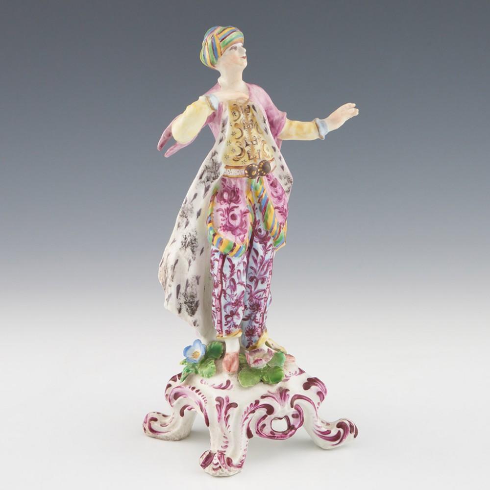 18th Century and Earlier A Bow Porcelain Figure of a Turkish Dancer, c1765 For Sale