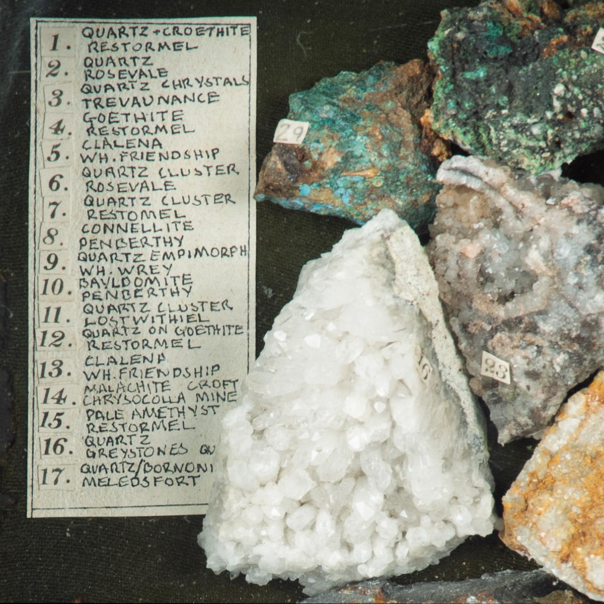 English A boxed collection of 30 Cornish minerals For Sale