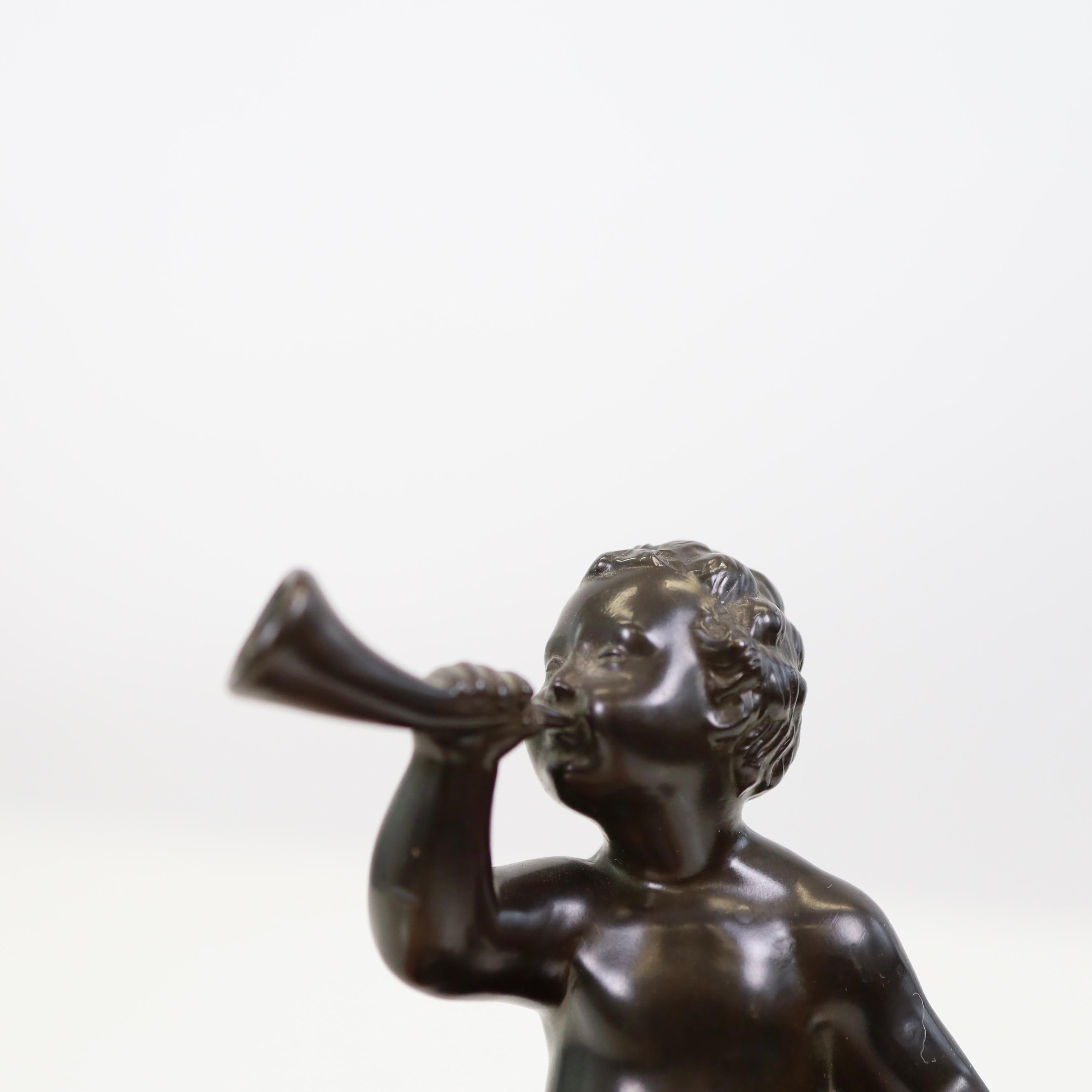 Mid-20th Century A ‘Boy with horn’ bust by Just Andersen, 1930s, Denmark For Sale