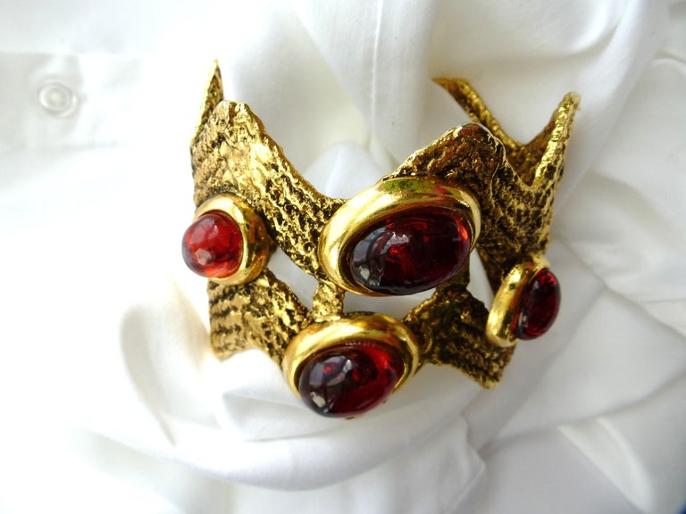Open bracelet designed by Mercedes Rubirosa Paris 1980s , gold plated ...