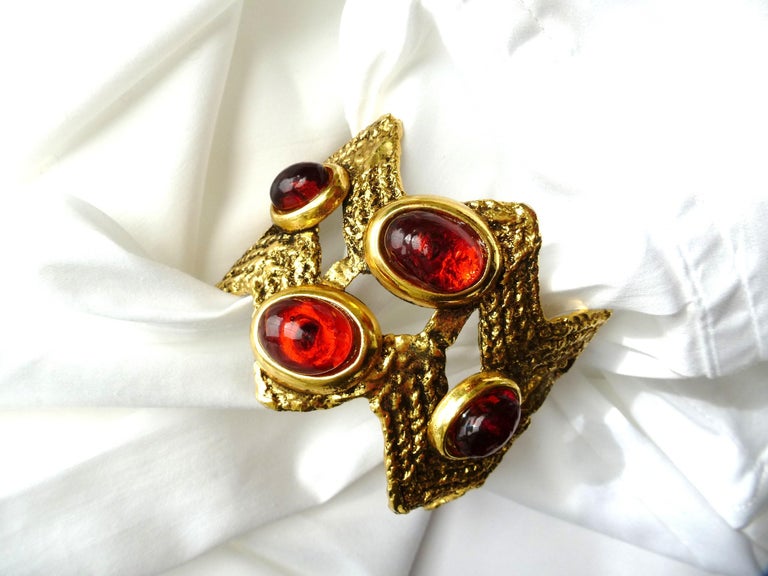 Open bracelet designed by Mercedes Rubirosa Paris 1980s , gold plated ...