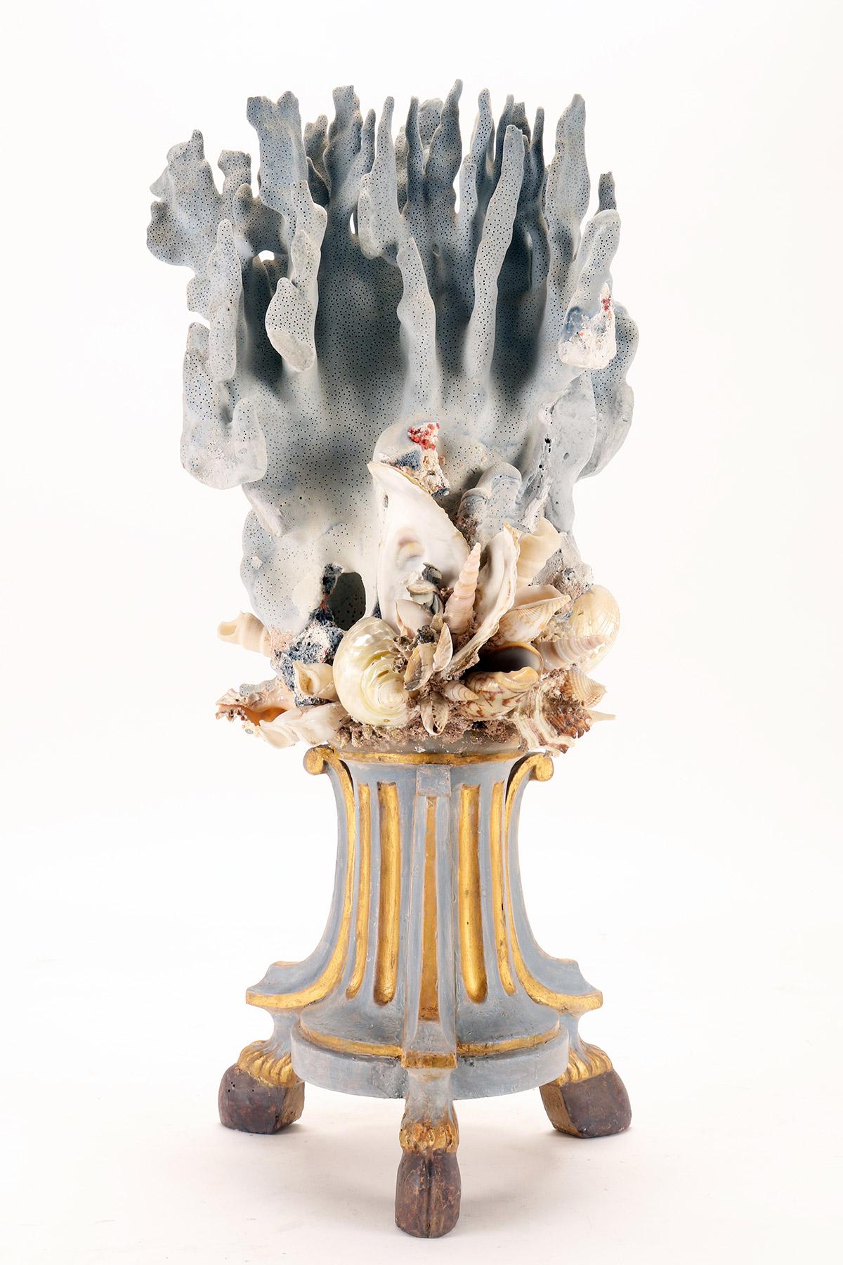 19th Century A branch of a light blue mother of pores with shells, Italy 1880.  For Sale