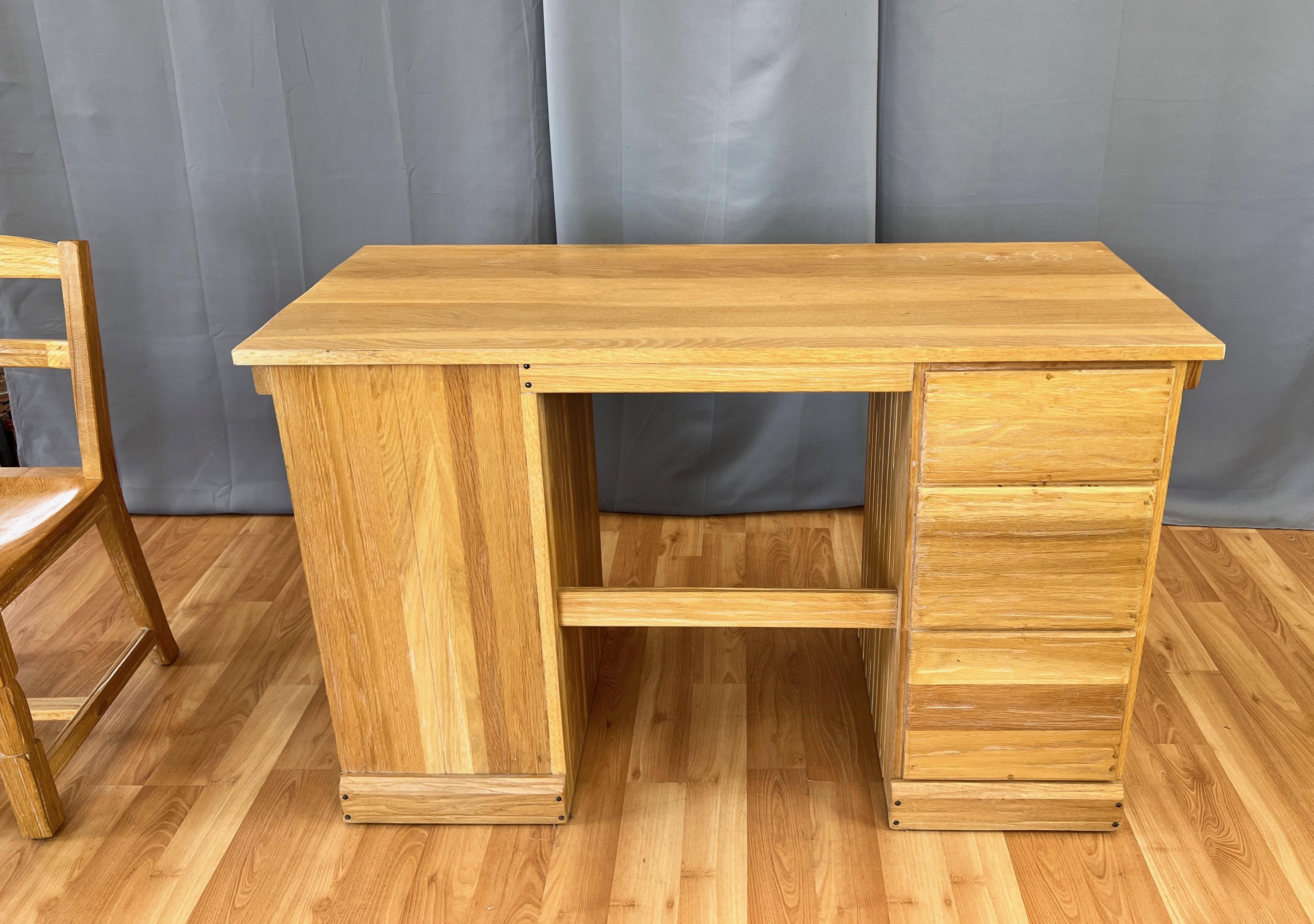 Mid-Century Modern A. Brandt Co. Ranch Oak Desk and Chair Set, 1950s