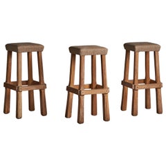 A. Brandt Ranch Oak, Bar Stools, Oak, Fabric, USA, 1950s