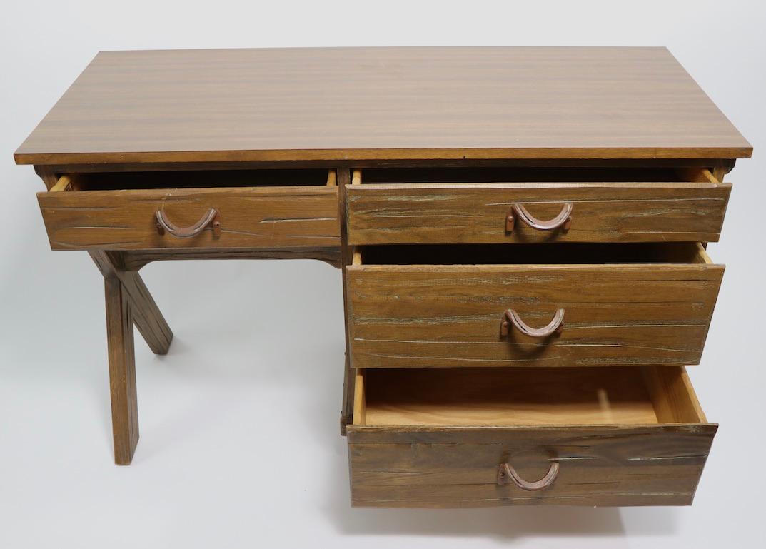 Rustic A. Brandt Ranch Oak Cowboy Modern Desk 2 Available