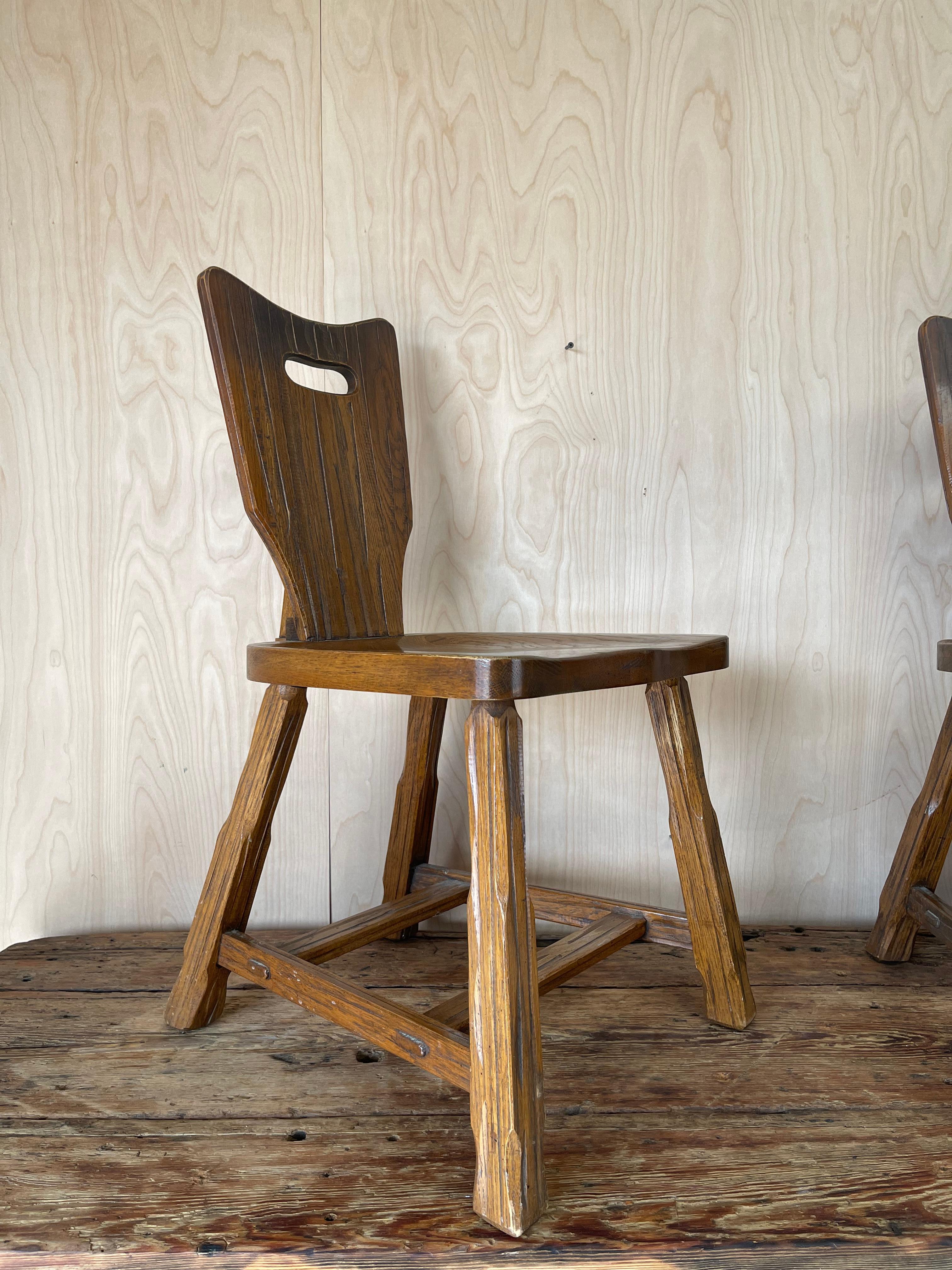A. Brandt Ranch Oak Dark Wood Dining Chairs set of 4 For Sale 2