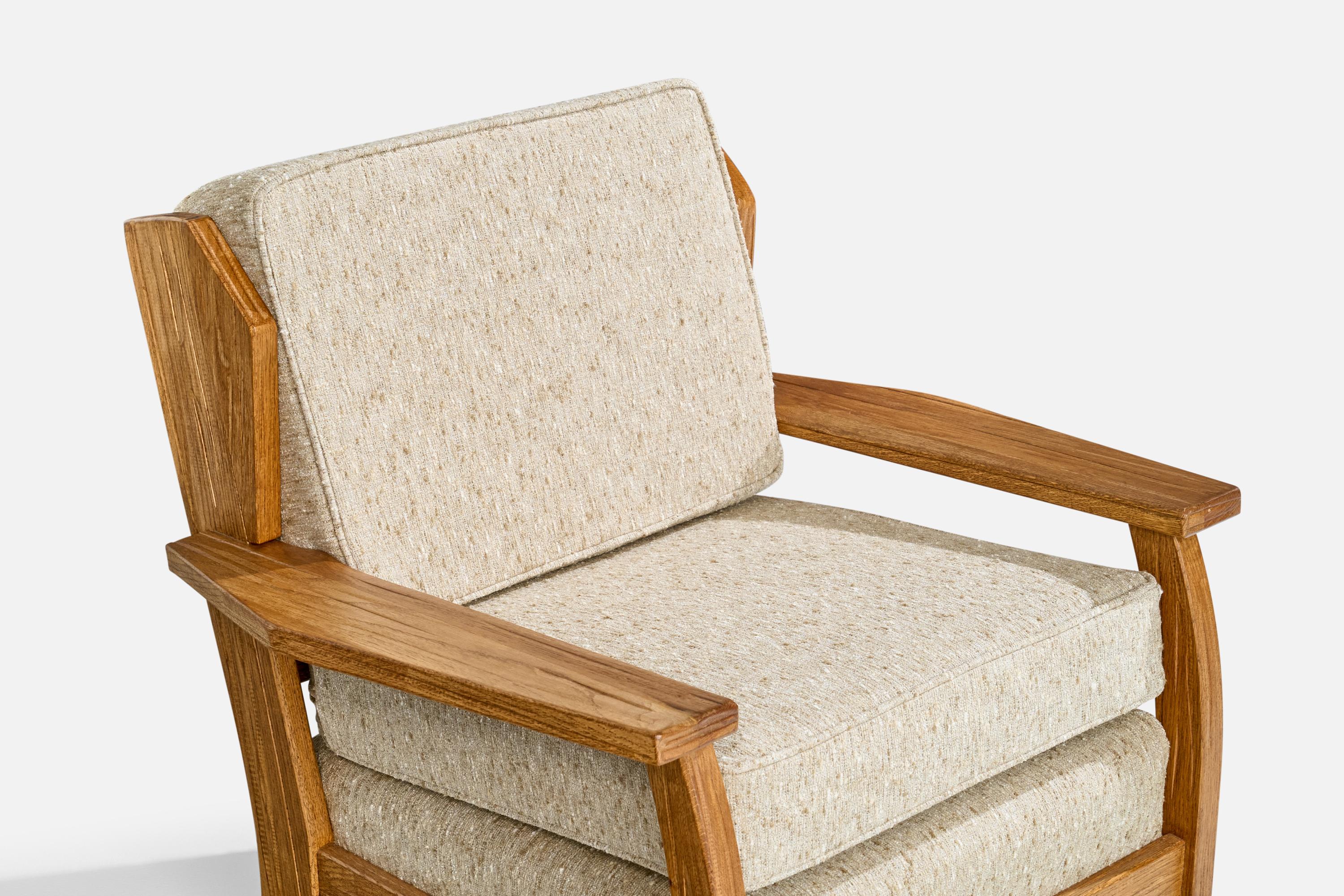 A. Brandt Ranch Oak, Lounge Chair, Fabric, Oak, USA, 1950s For Sale 5
