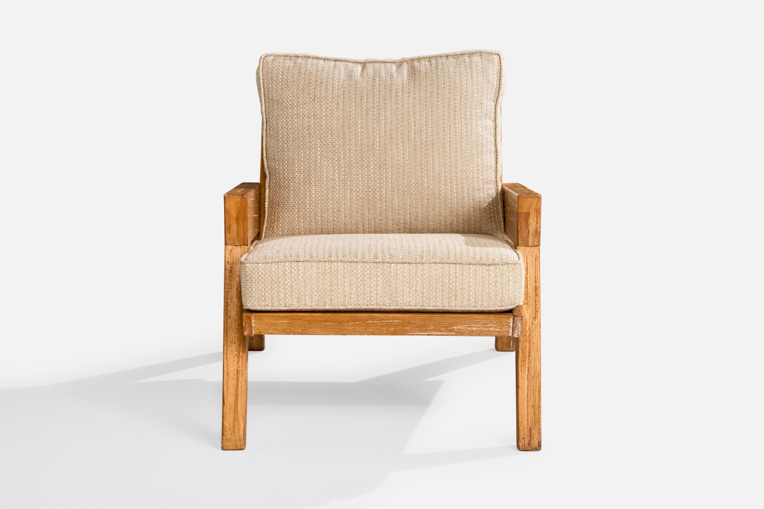 Mid-Century moderno A. Brandt Ranch Oak, Sedia da salotto, Tessuto, Oak, USA, anni '50 in vendita
