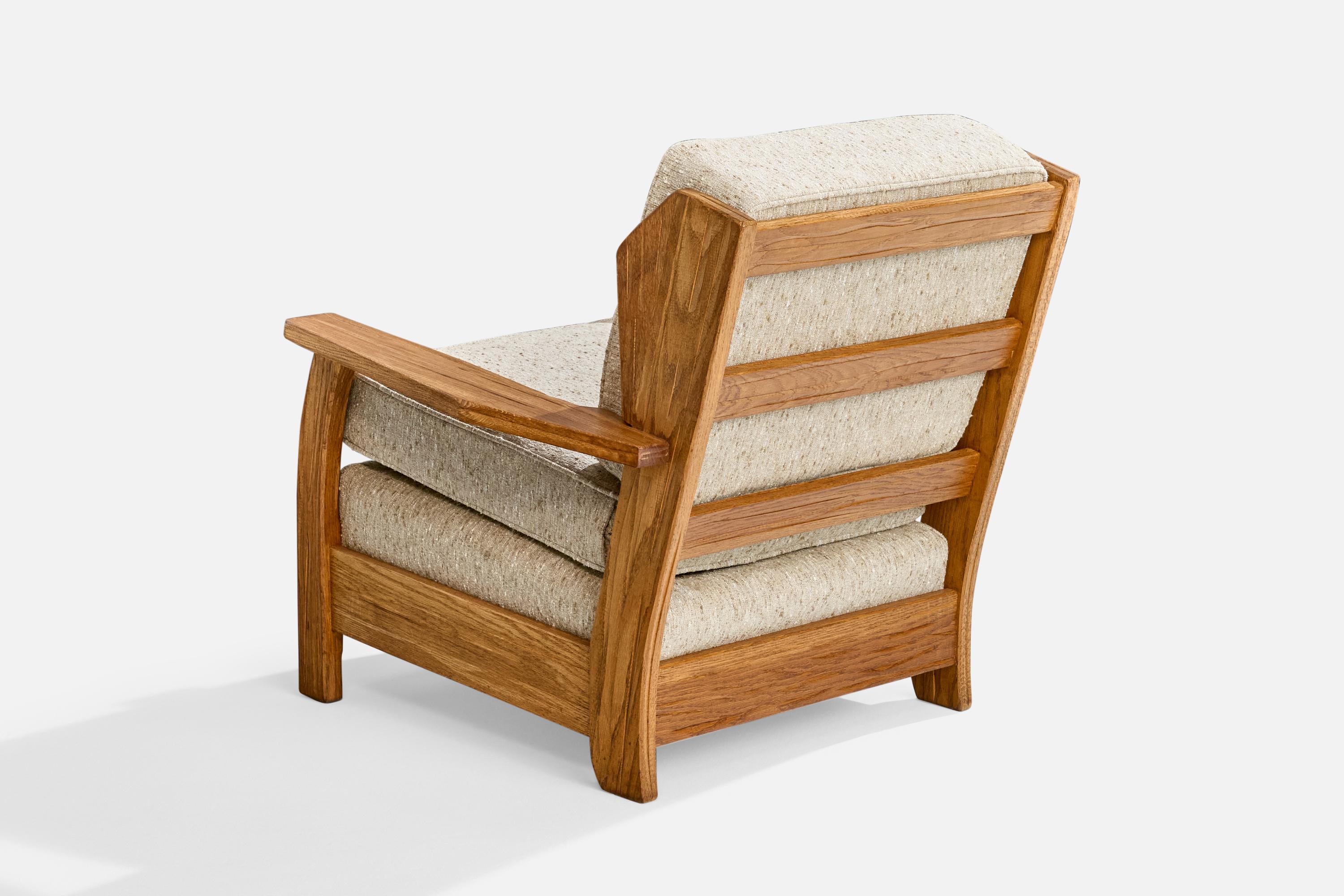 A. Brandt Ranch Oak, Lounge Chair, Fabric, Oak, USA, 1950s In Good Condition For Sale In High Point, NC