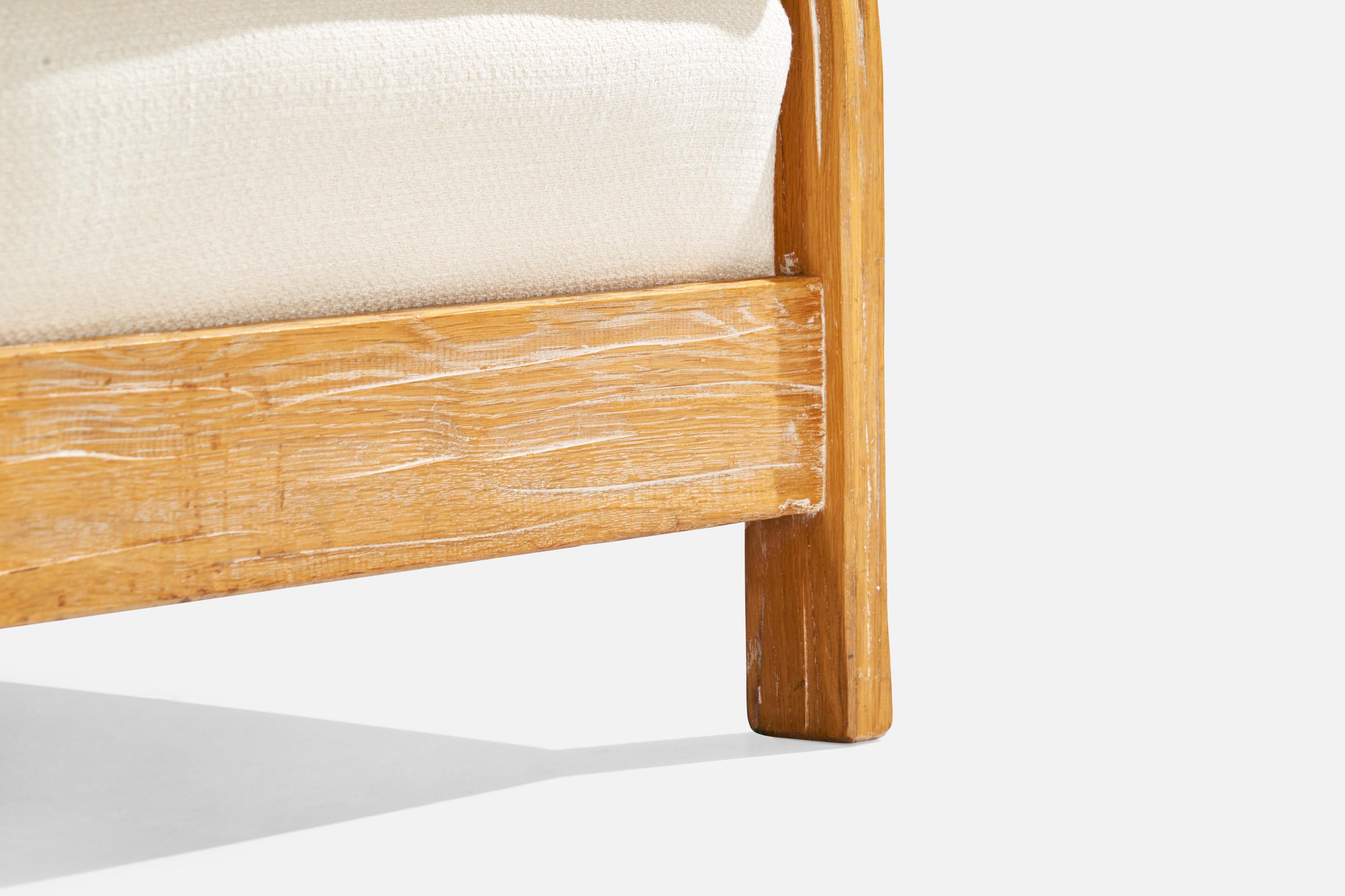 A. Brandt Ranch Oak, Lounge Chair, Fabric, Oak, USA, 1950s In Good Condition For Sale In High Point, NC