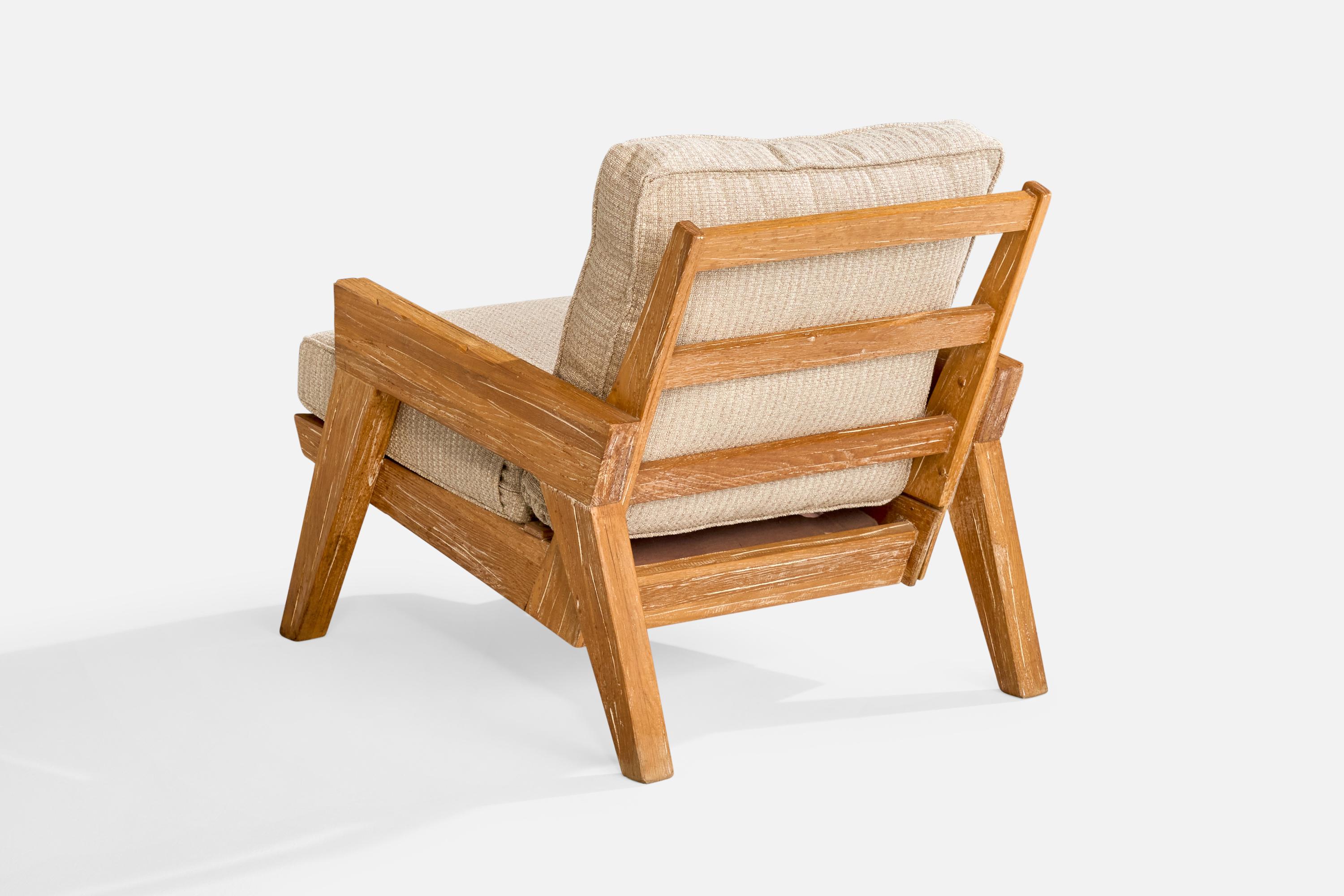 Metà XX secolo A. Brandt Ranch Oak, Sedia da salotto, Tessuto, Oak, USA, anni '50 in vendita