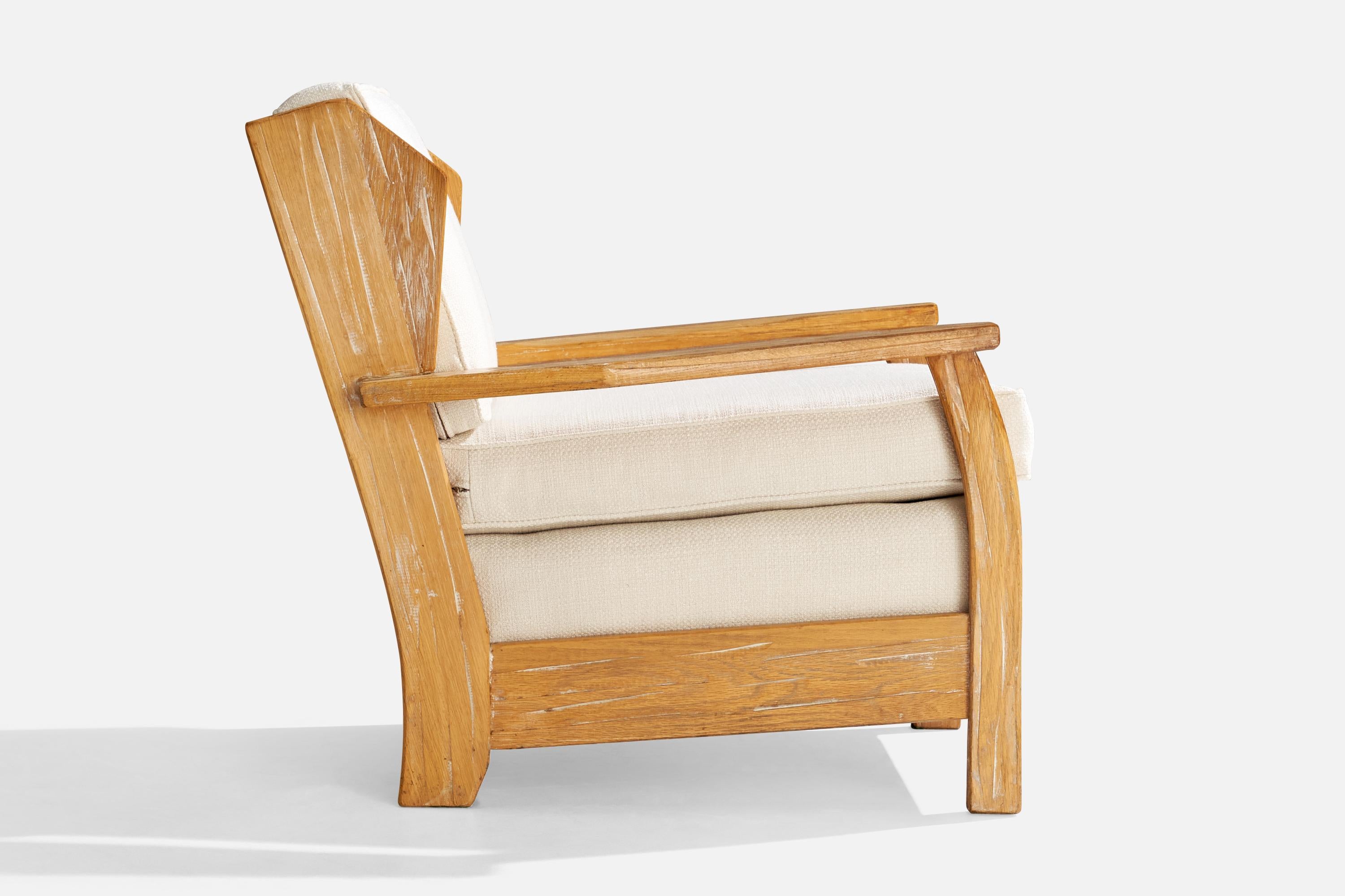 A. Brandt Ranch Oak, Lounge Chair, Fabric, Oak, USA, 1950s For Sale 1
