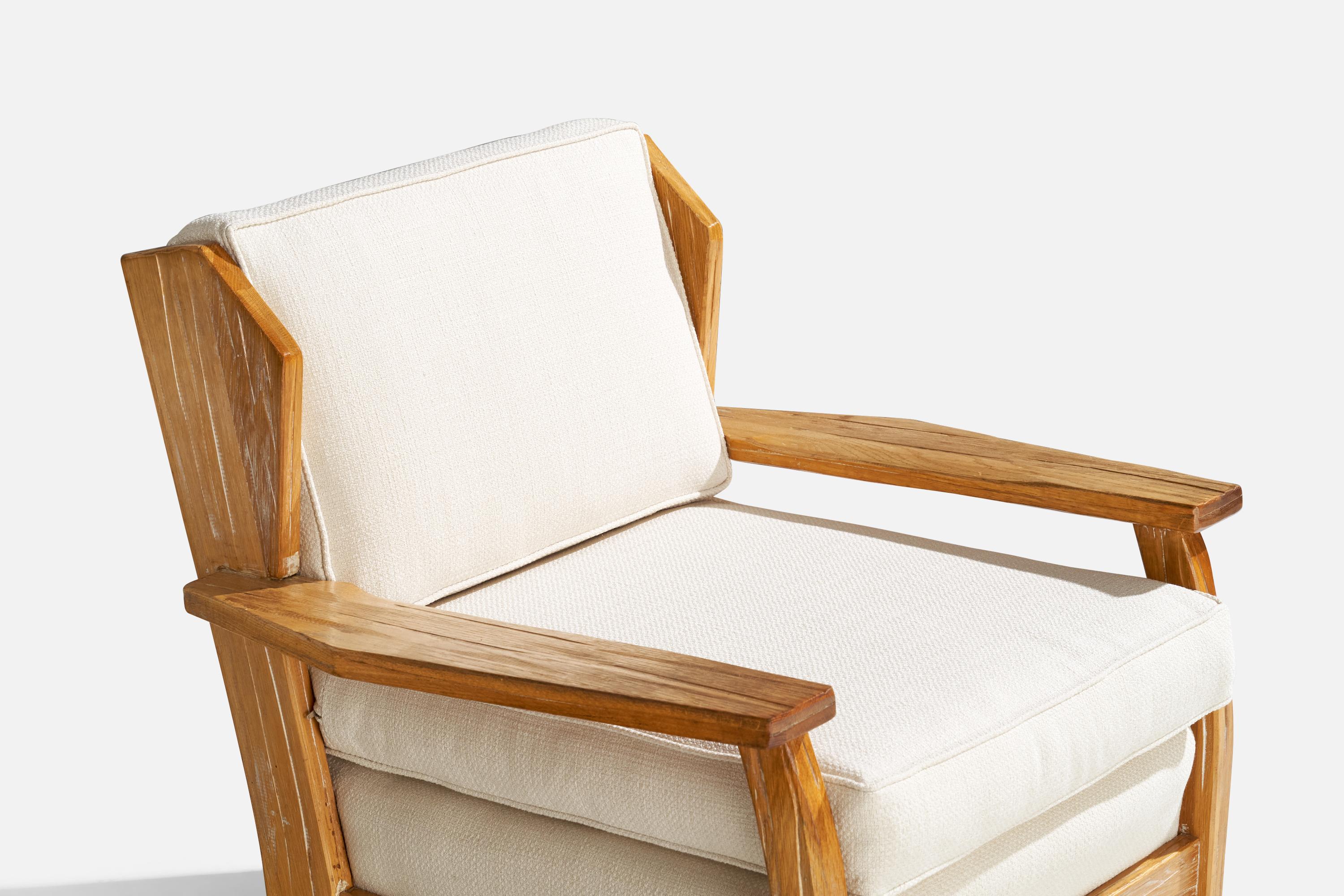 A. Brandt Ranch Oak, Lounge Chair, Fabric, Oak, USA, 1950s For Sale 2