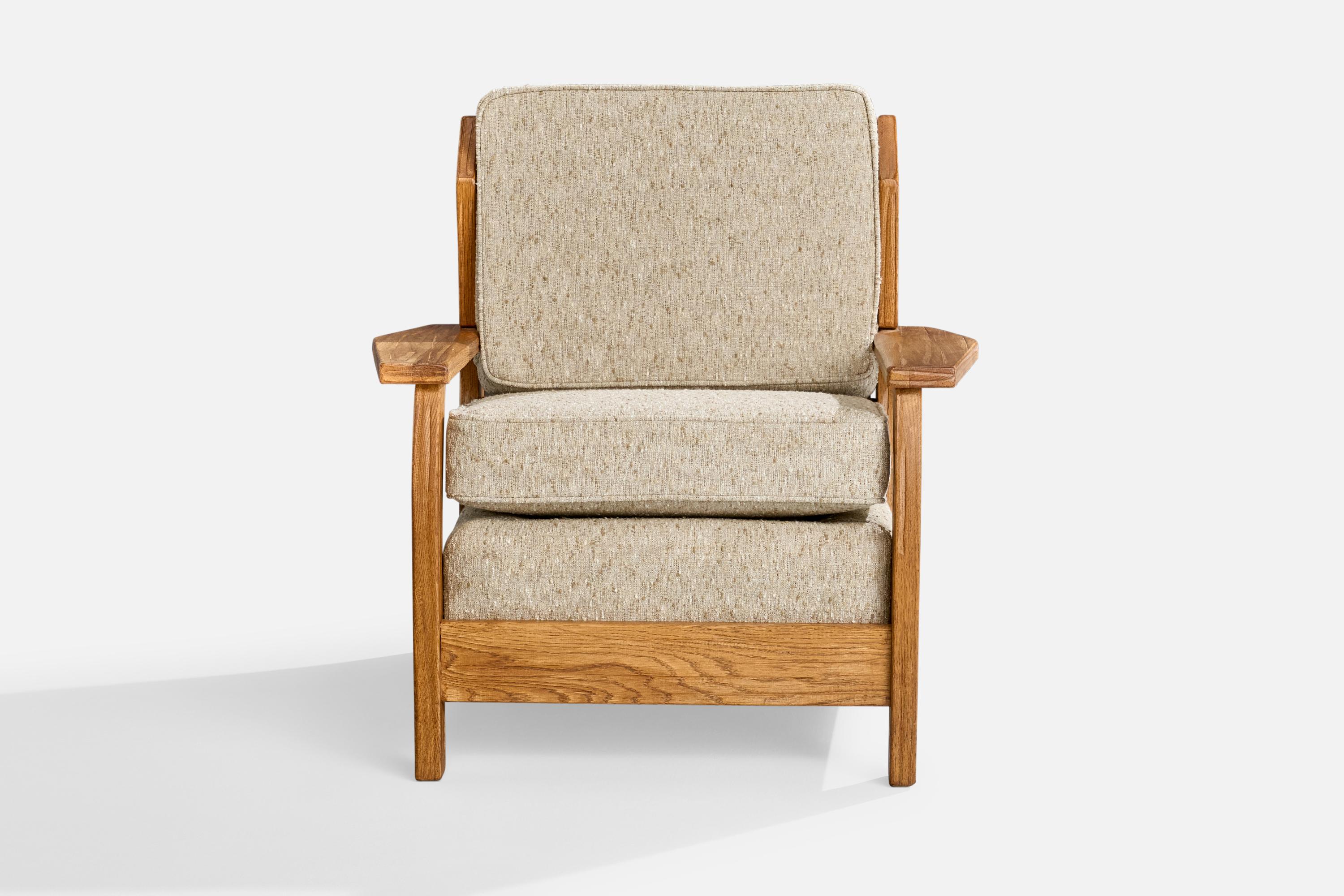 A. Brandt Ranch Oak, Lounge Chair, Fabric, Oak, USA, 1950s For Sale 3