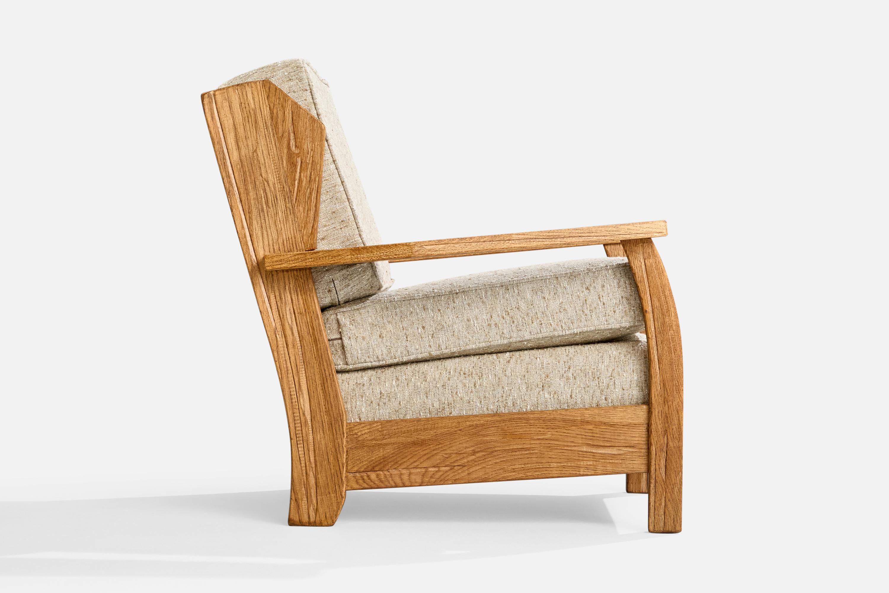A. Brandt Ranch Oak, Lounge Chair, Fabric, Oak, USA, 1950s For Sale 4