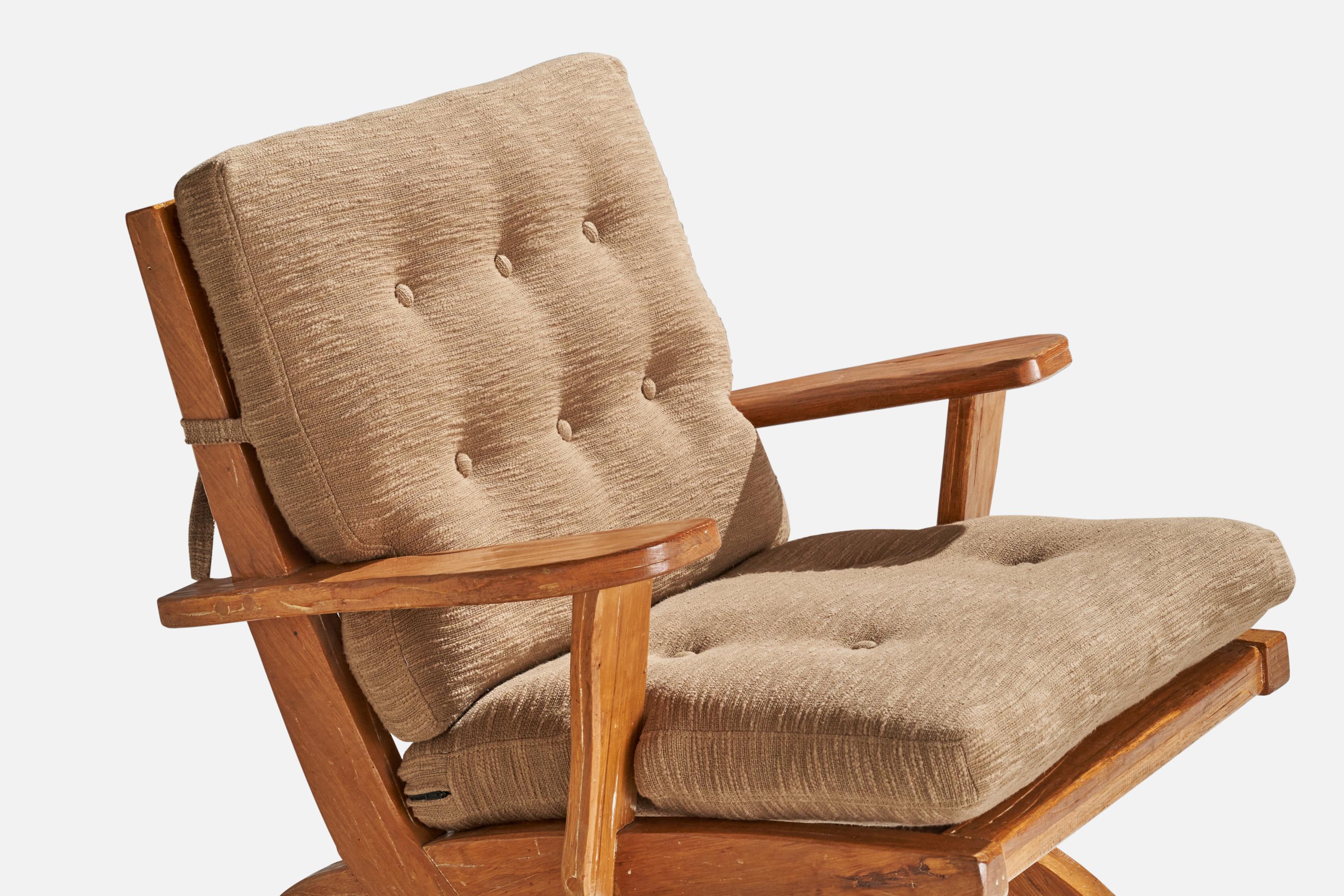 A. Brandt Ranch Oak, Lounge Chairs, Fabric, Oak, USA, 1950s For Sale 5