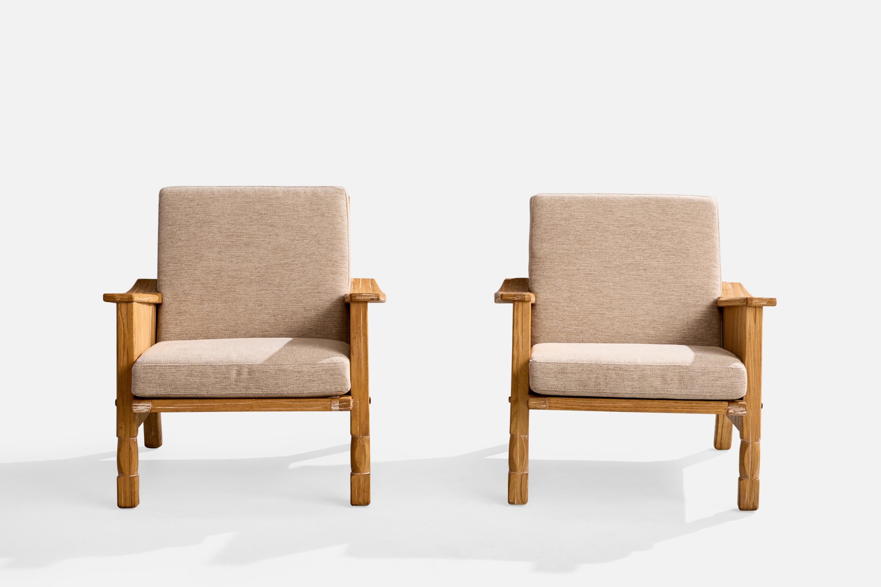 Américain A. Brandt Ranch Oak, chaises longues, tissu, Oak, USA, années 1950 en vente