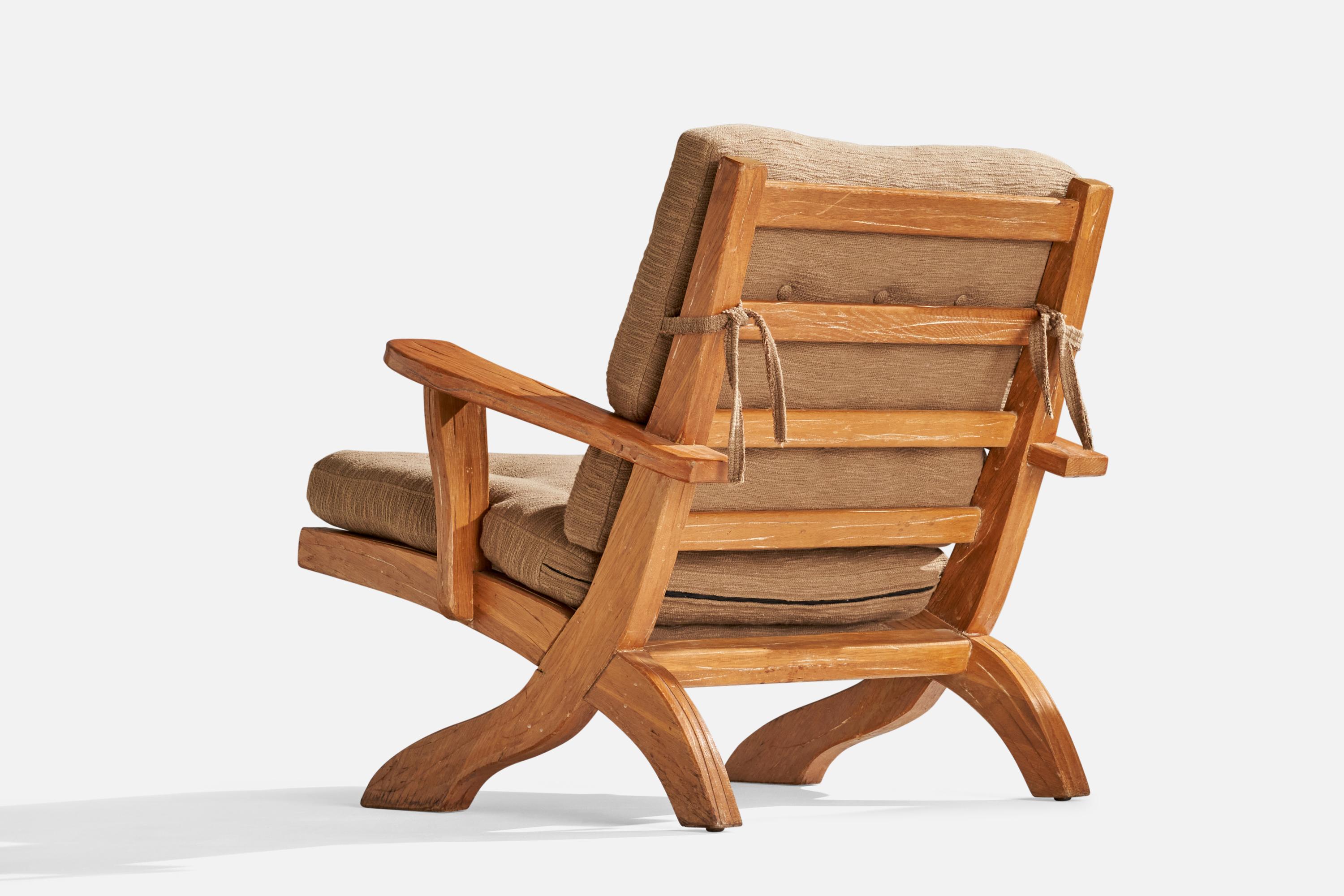 Mid-20th Century A. Brandt Ranch Oak, Lounge Chairs, Fabric, Oak, USA, 1950s For Sale
