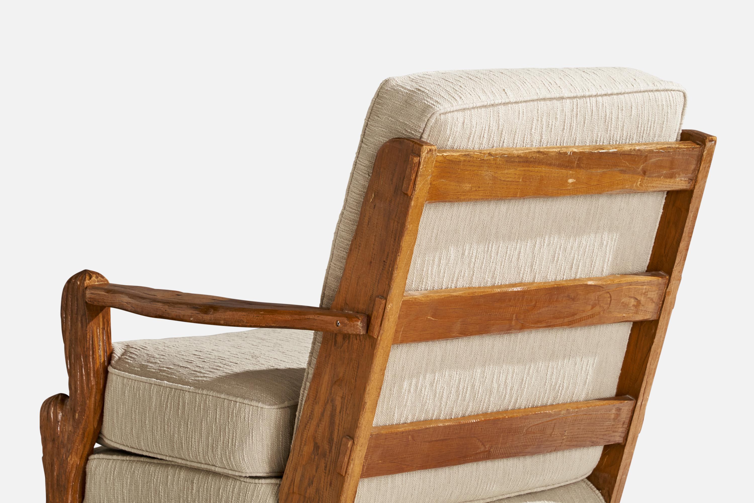 A. Brandt Ranch Oak, Lounge Chairs Fabric, Oak, USA, 1950s For Sale 1