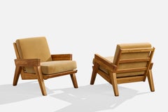 A. Brandt Ranch Oak, Lounge Chairs, Mohair, Oak, USA, 1950s