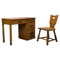 A. Brandt Ranch Oak, Oak, Writing Desk and Chair, USA, 1950s