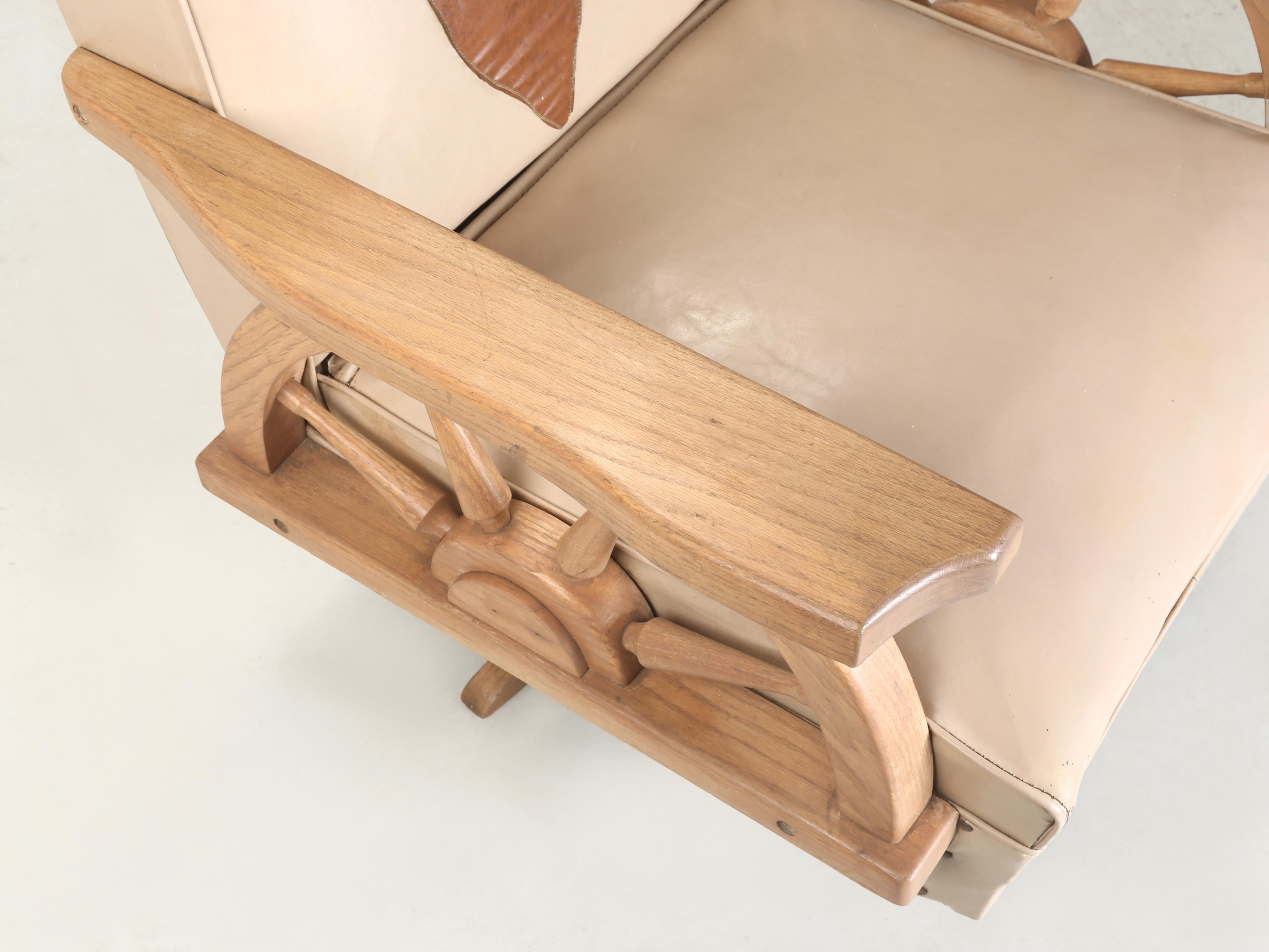 A. Brandt Ranch Oak Swivel Rocking Chair in Original Western Cowboy Upholstery For Sale 2