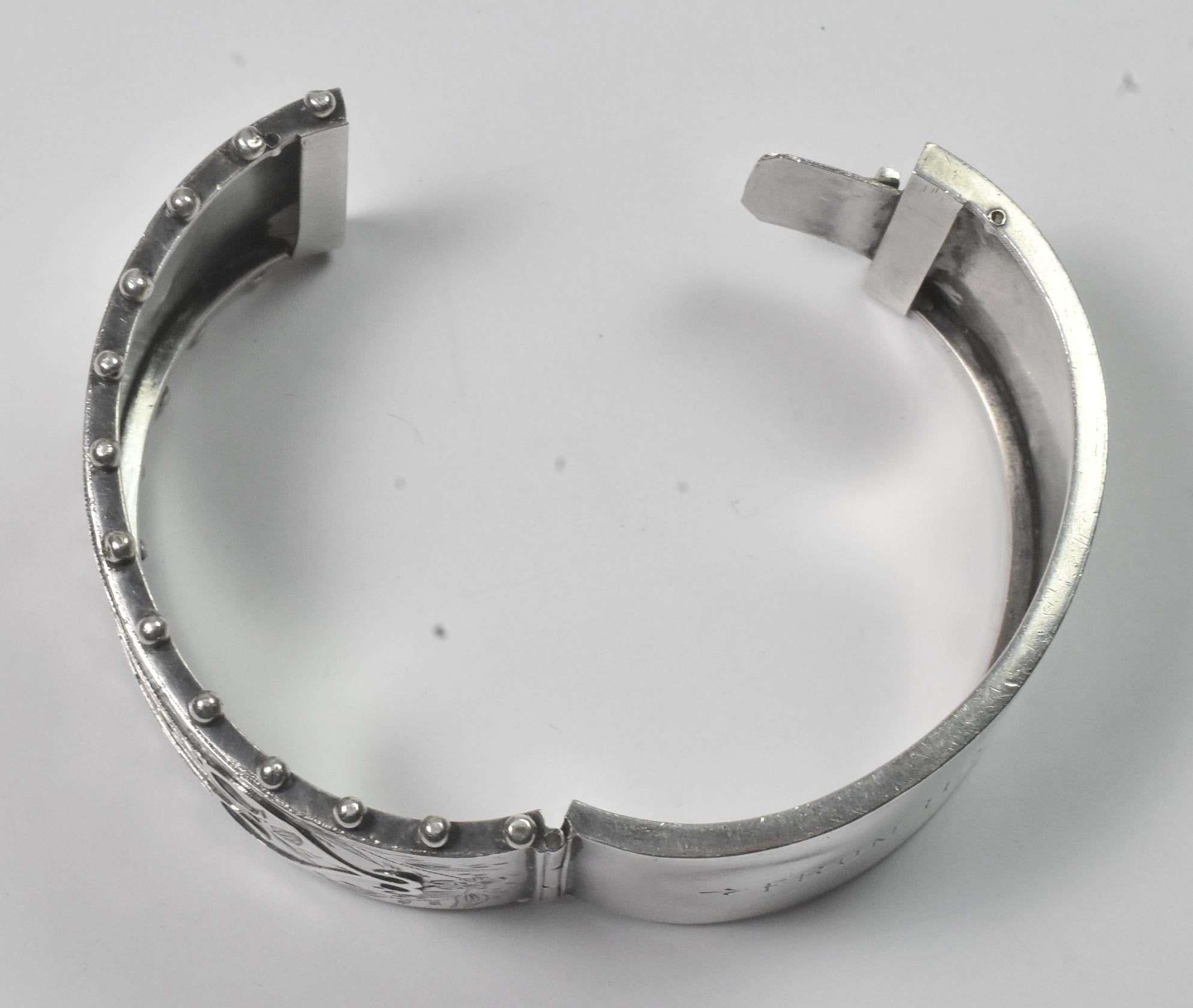 A. Brandt & Son Victorian Sterling Silver Mixed Metals Bangle Bracelet For Sale 1