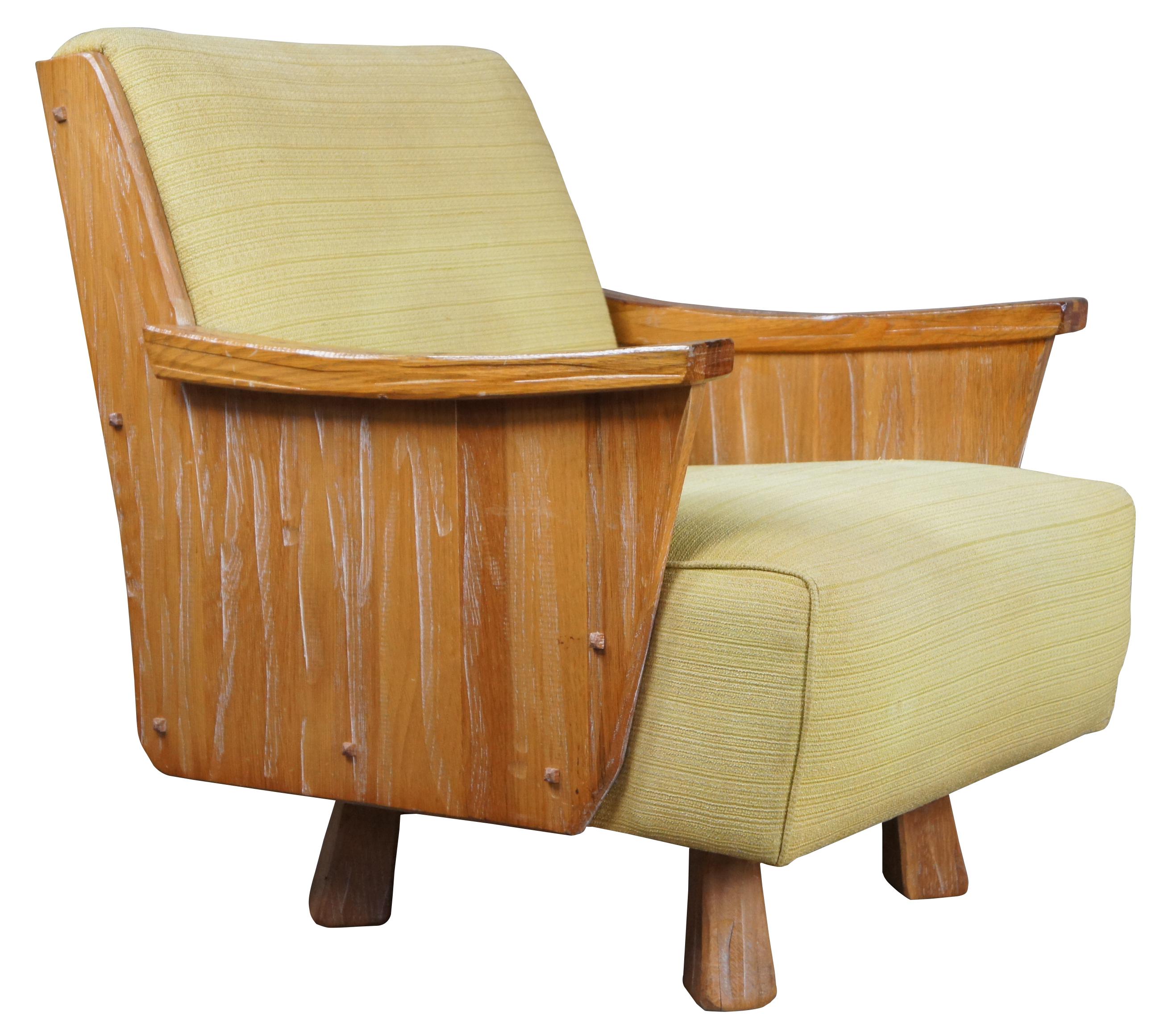 Rustic A. Brandt Vintage Ranch Oak T.V. Swivel Lounge Arm Club Chair Southwestern 2866