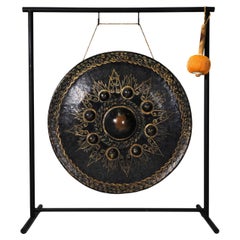 A Bras Gong with Metal Stand 