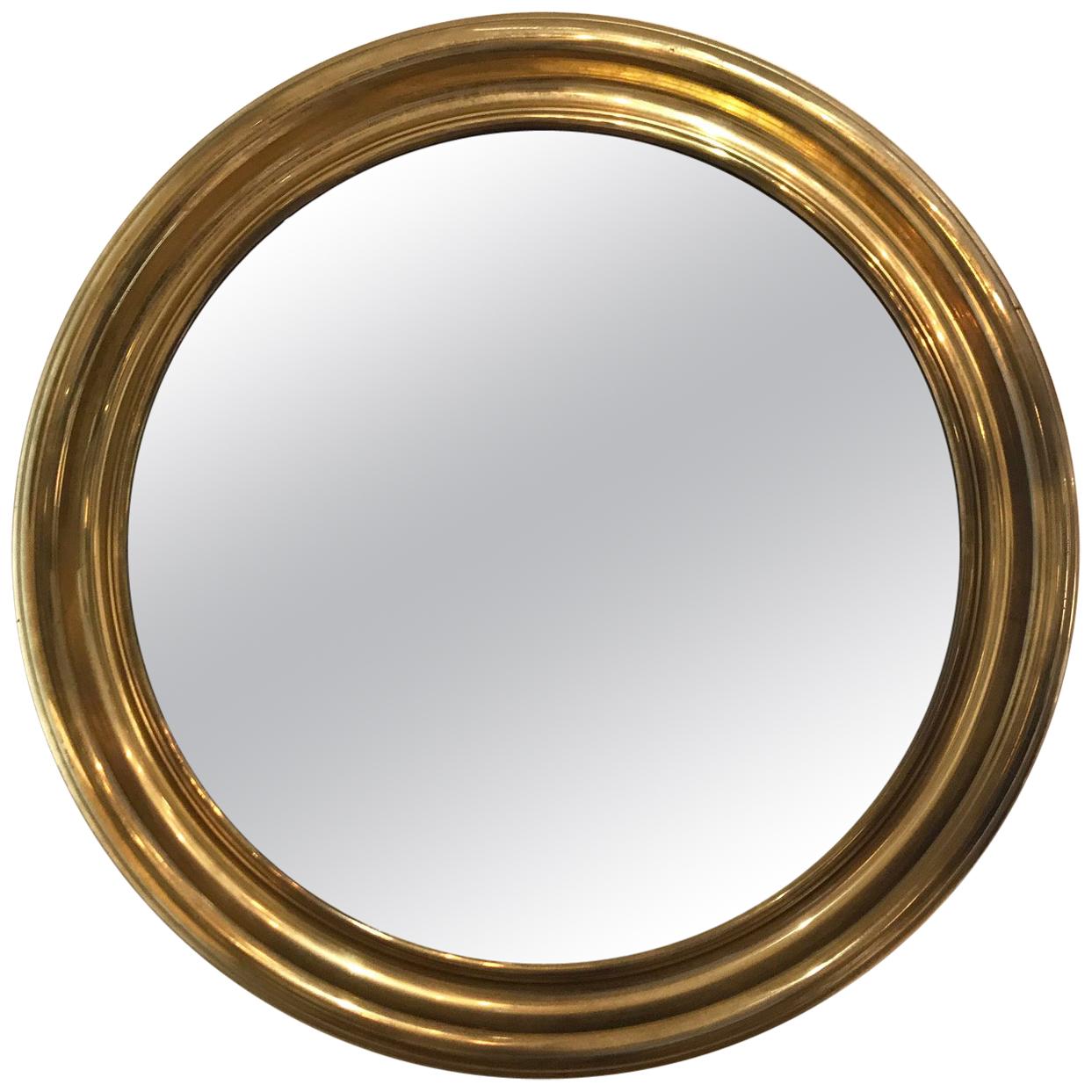 Brass 1950s Round Mirror