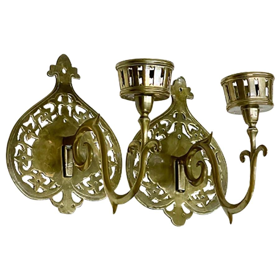 Brass 19th Century Wall Candle Holders