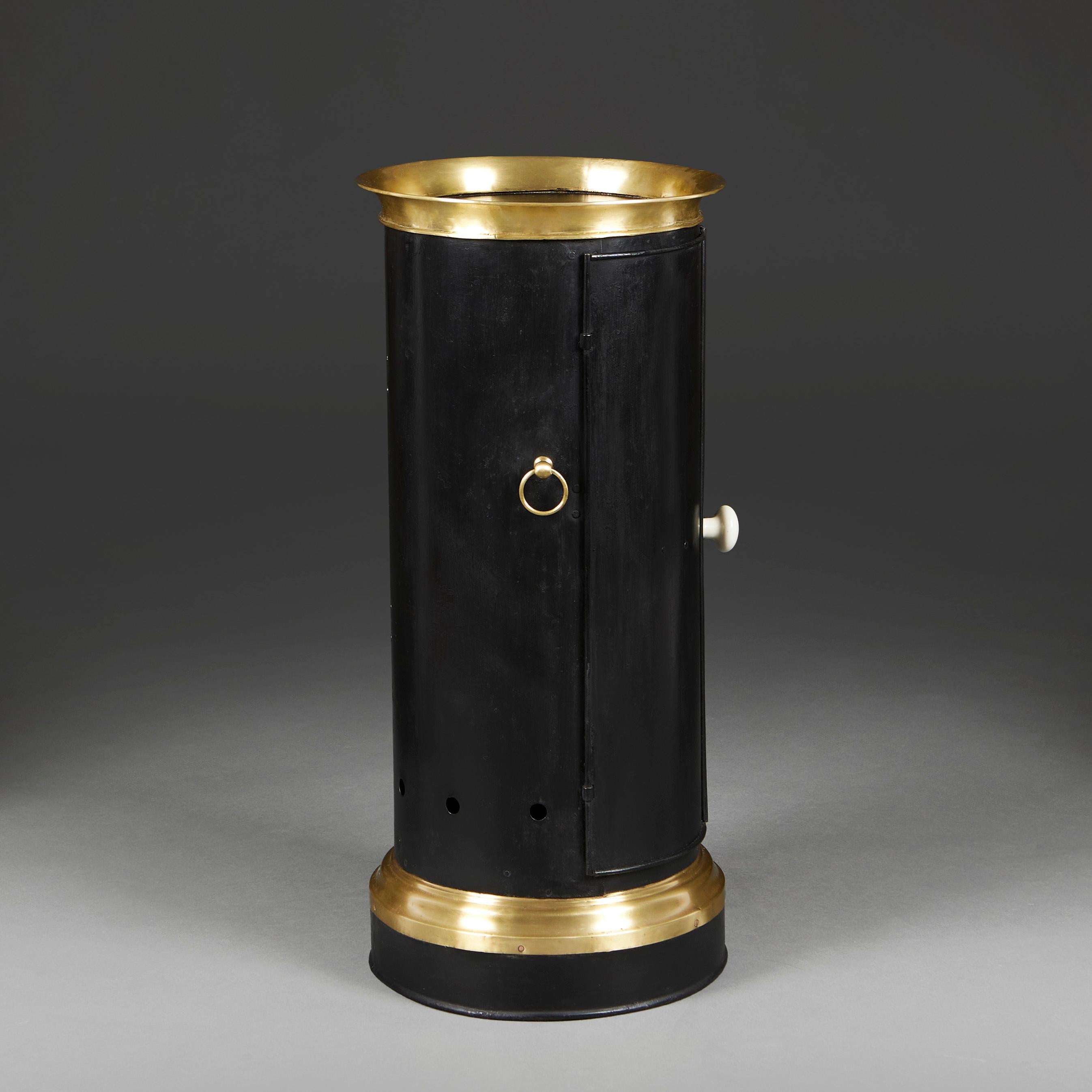 French A Brass And Black Metal Bedside Cabinet