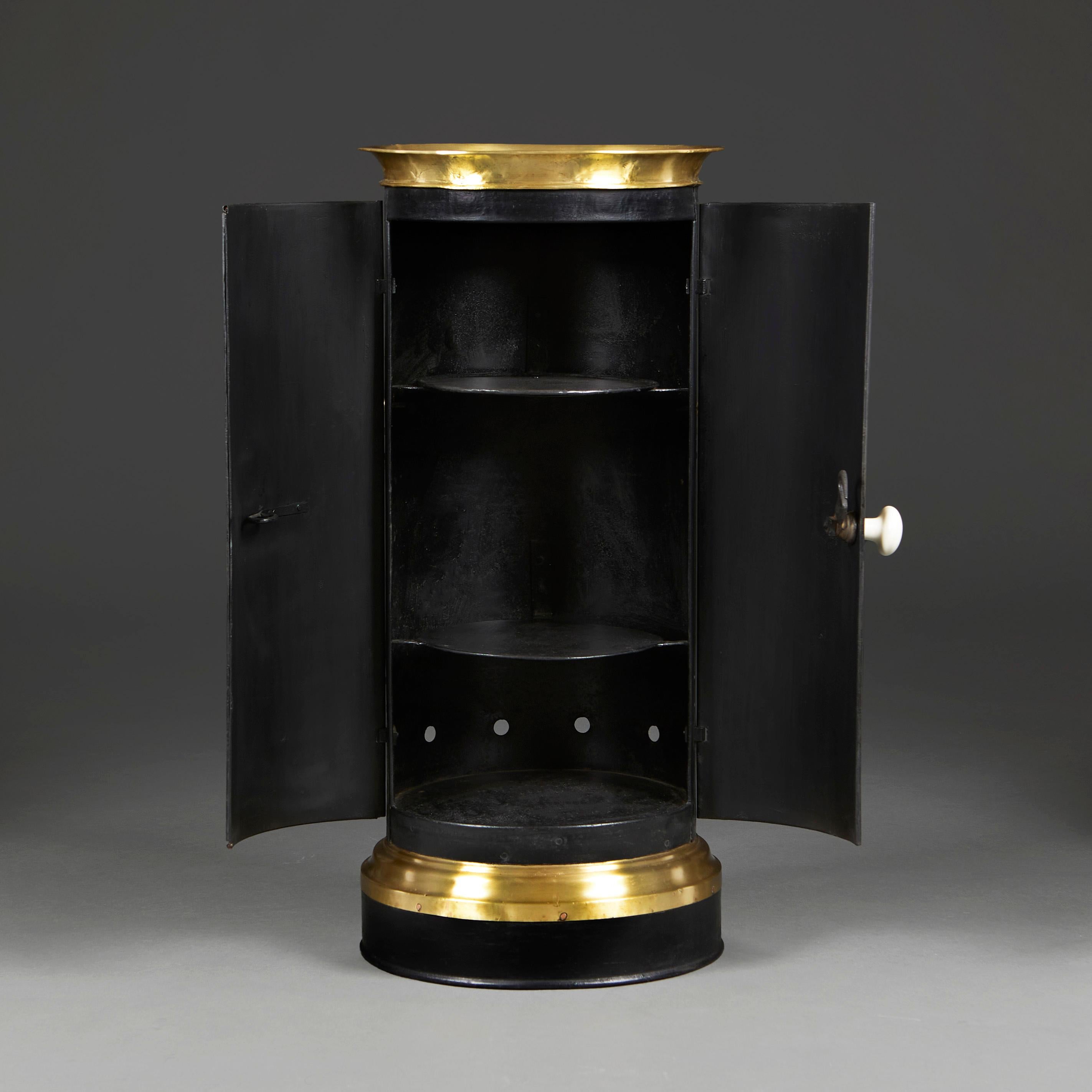 A Brass And Black Metal Bedside Cabinet In Good Condition In London, GB