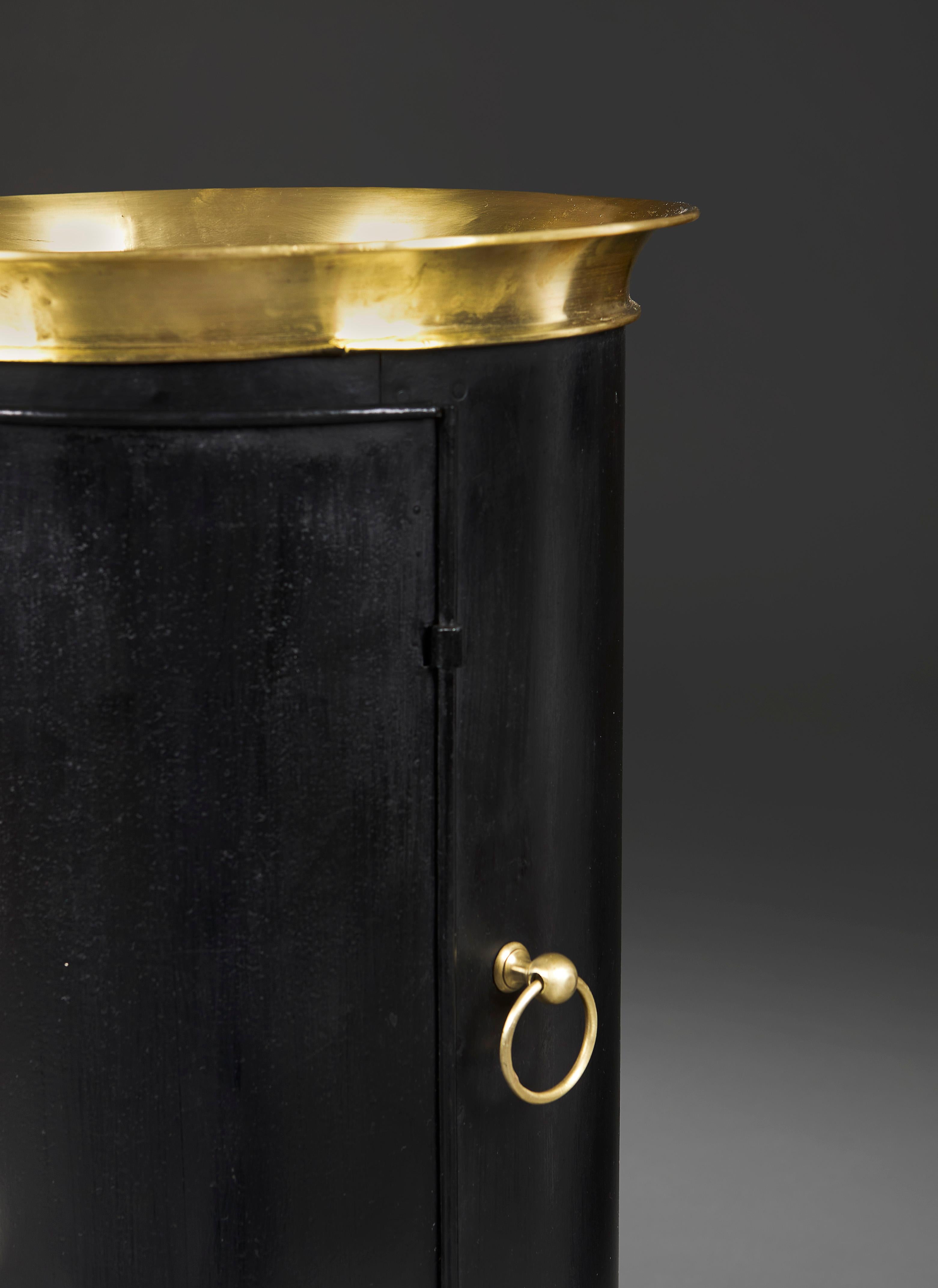 19th Century A Brass And Black Metal Bedside Cabinet