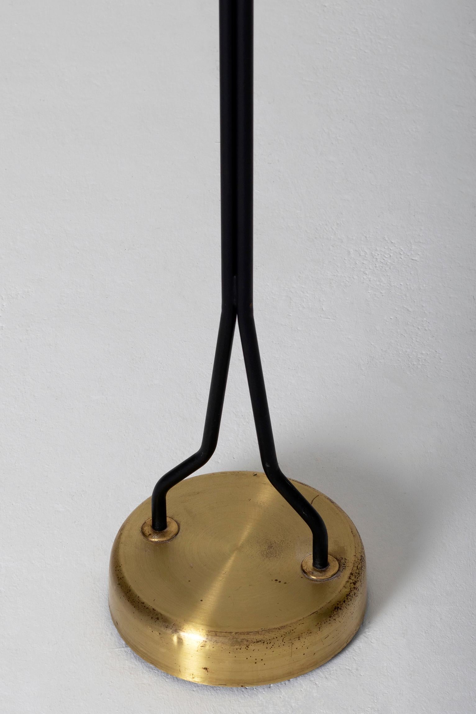 Swedish Brass and Black Midcentury Two Arm Floor Lamp