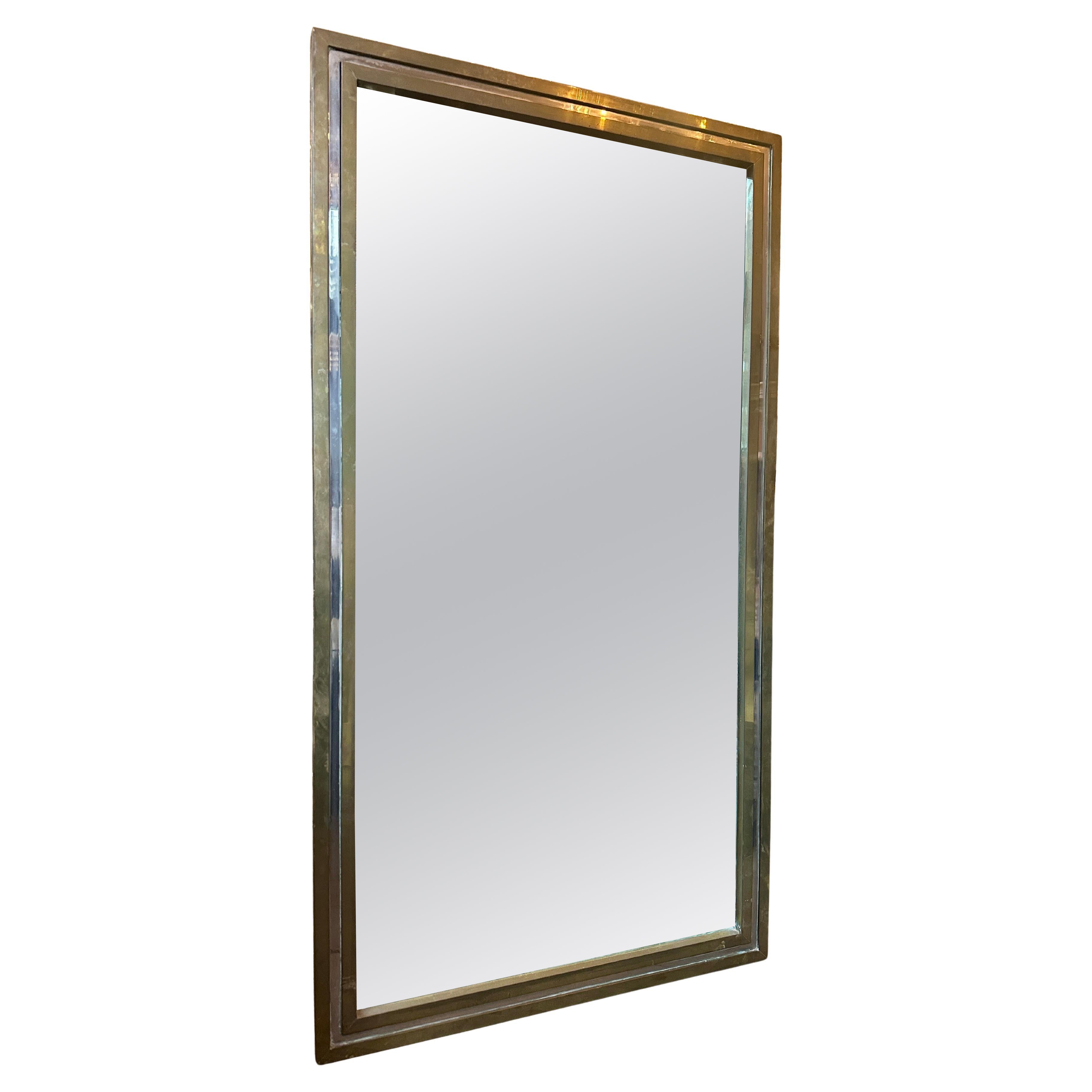 A Brass and Chrome Italian Mirror By Romeo Rega in vendita