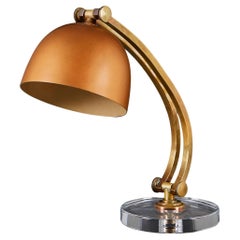 A Brass and Copper Desk Lamp After Arte Fontana