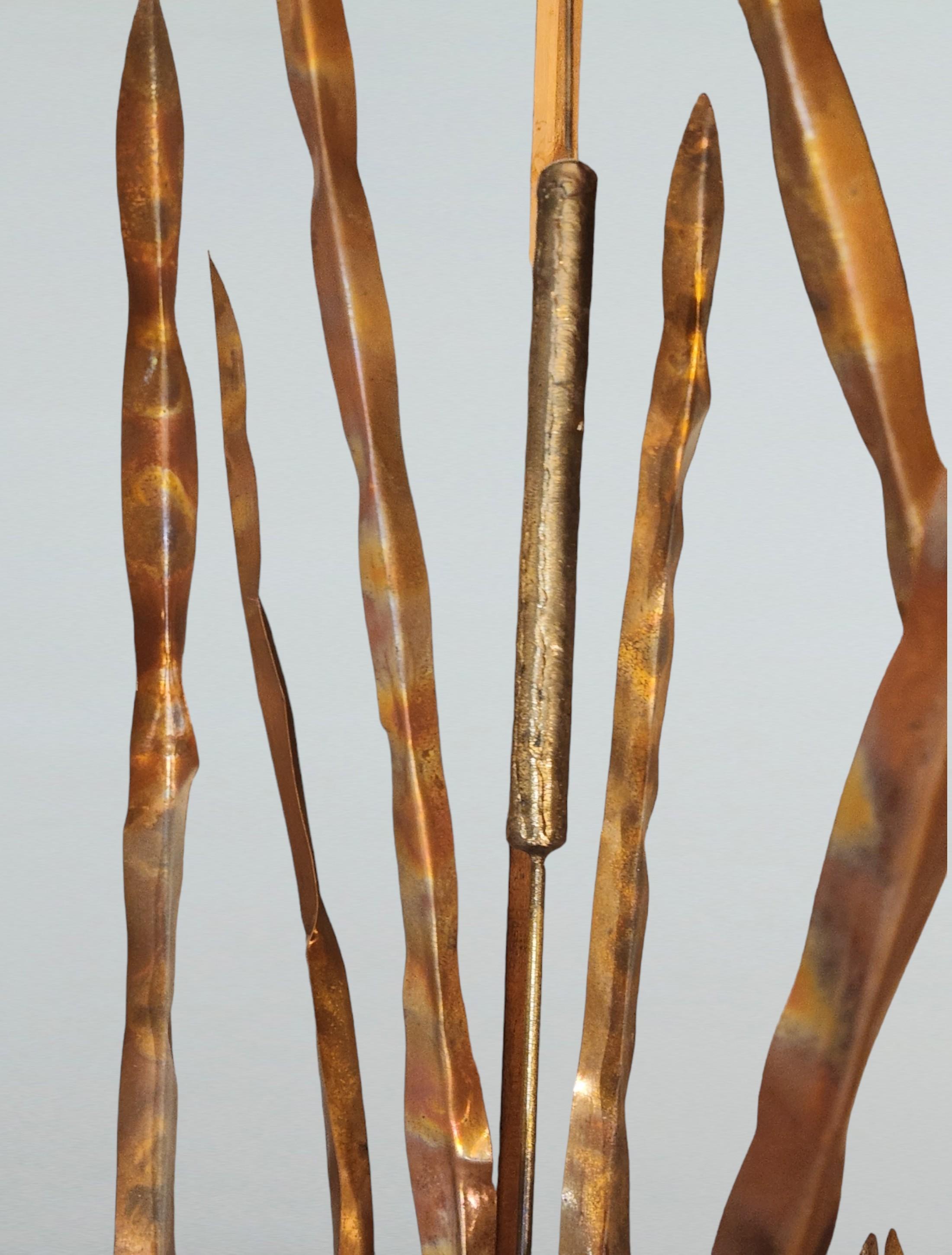 6' Brass and Copper Marsh Grass, Cattails and Driftwood Curtis Jere Style 1970s For Sale 4