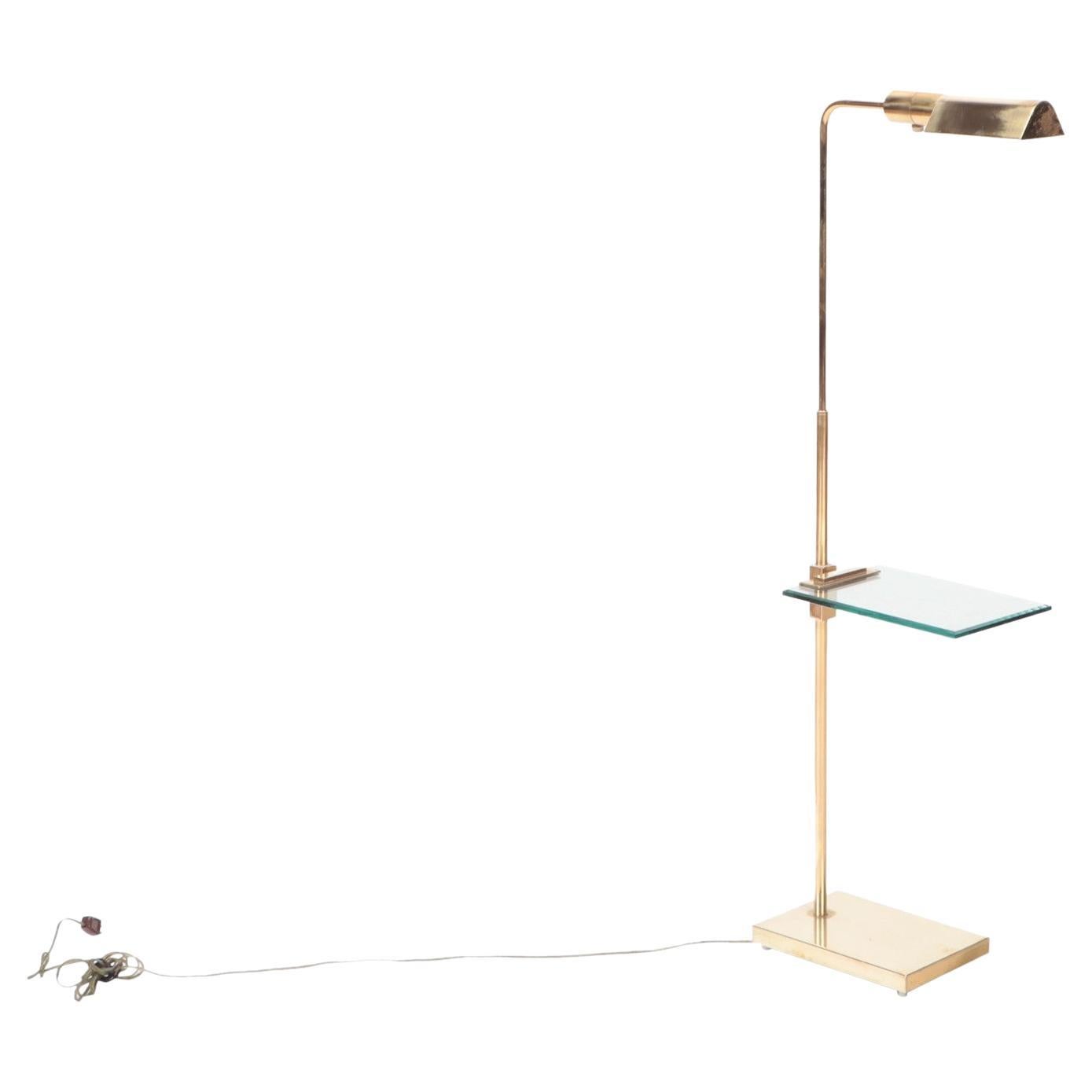 Brass and Glass Adjustable Floor Lamp, C 1970 For Sale