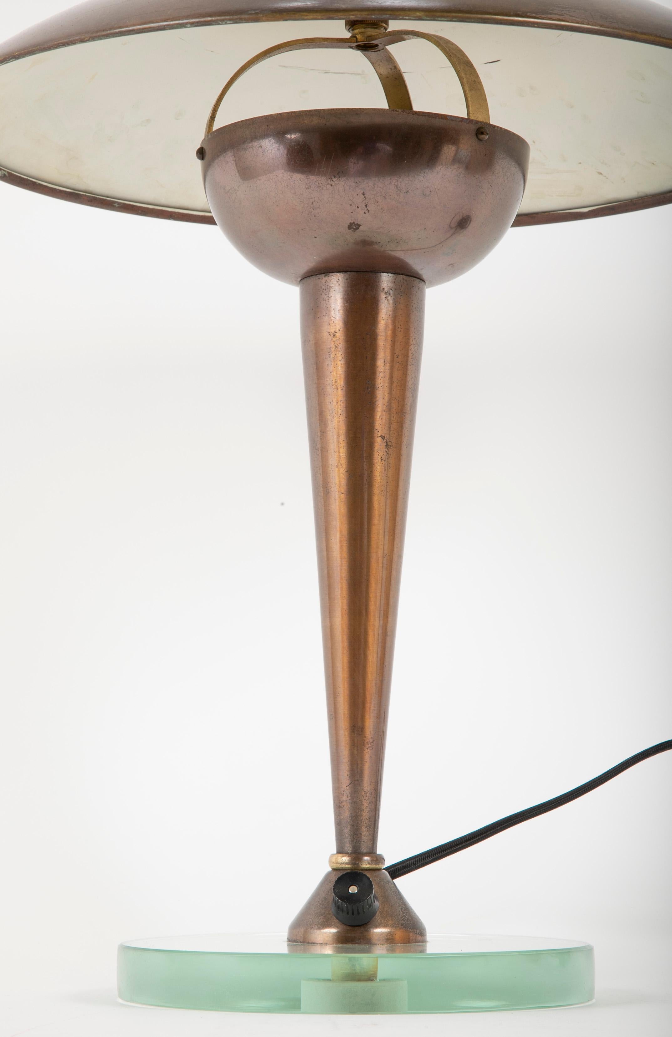 Italian Brass and Glass Desk Lamp by Stilnovo