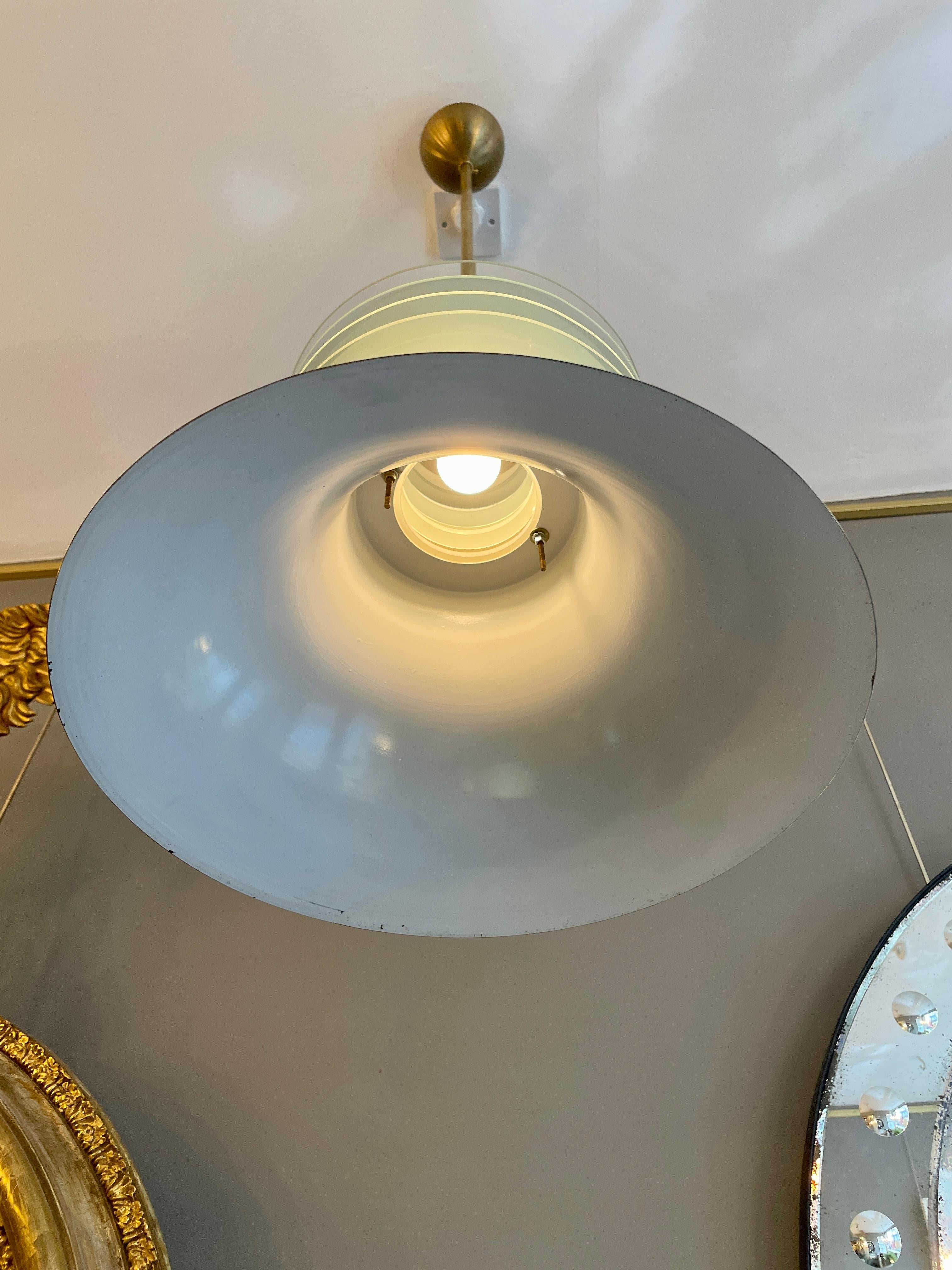 Brass and Glass Midcentury Pendant In Good Condition In London, GB