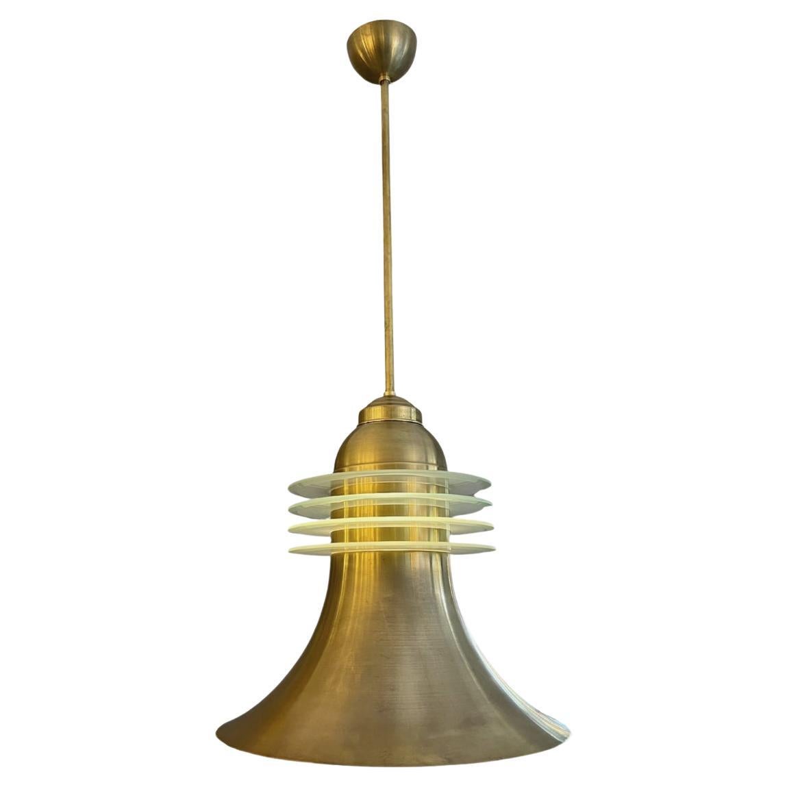 Brass and Glass Midcentury Pendant