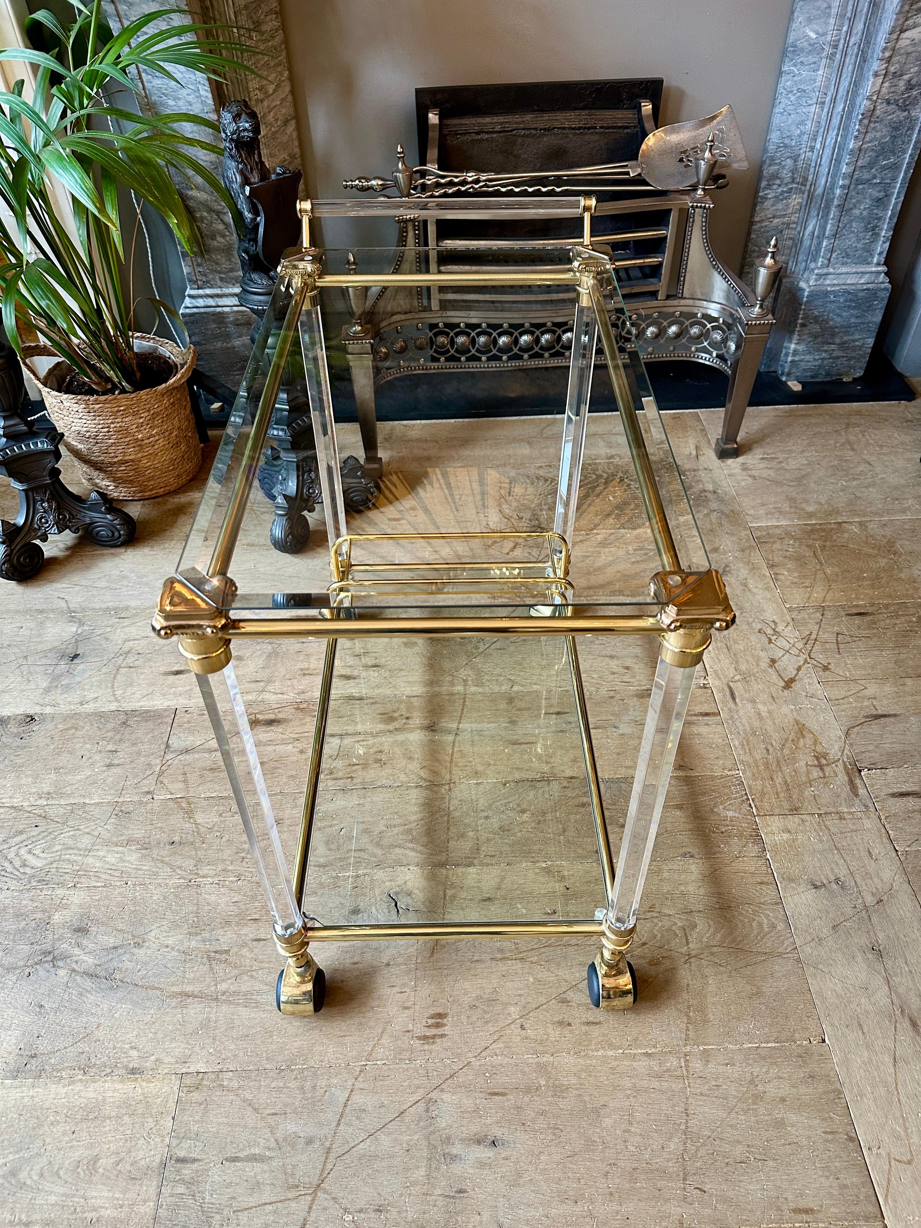 A Brass and Lucite French Bar Cart  or Drinks Trolly 6