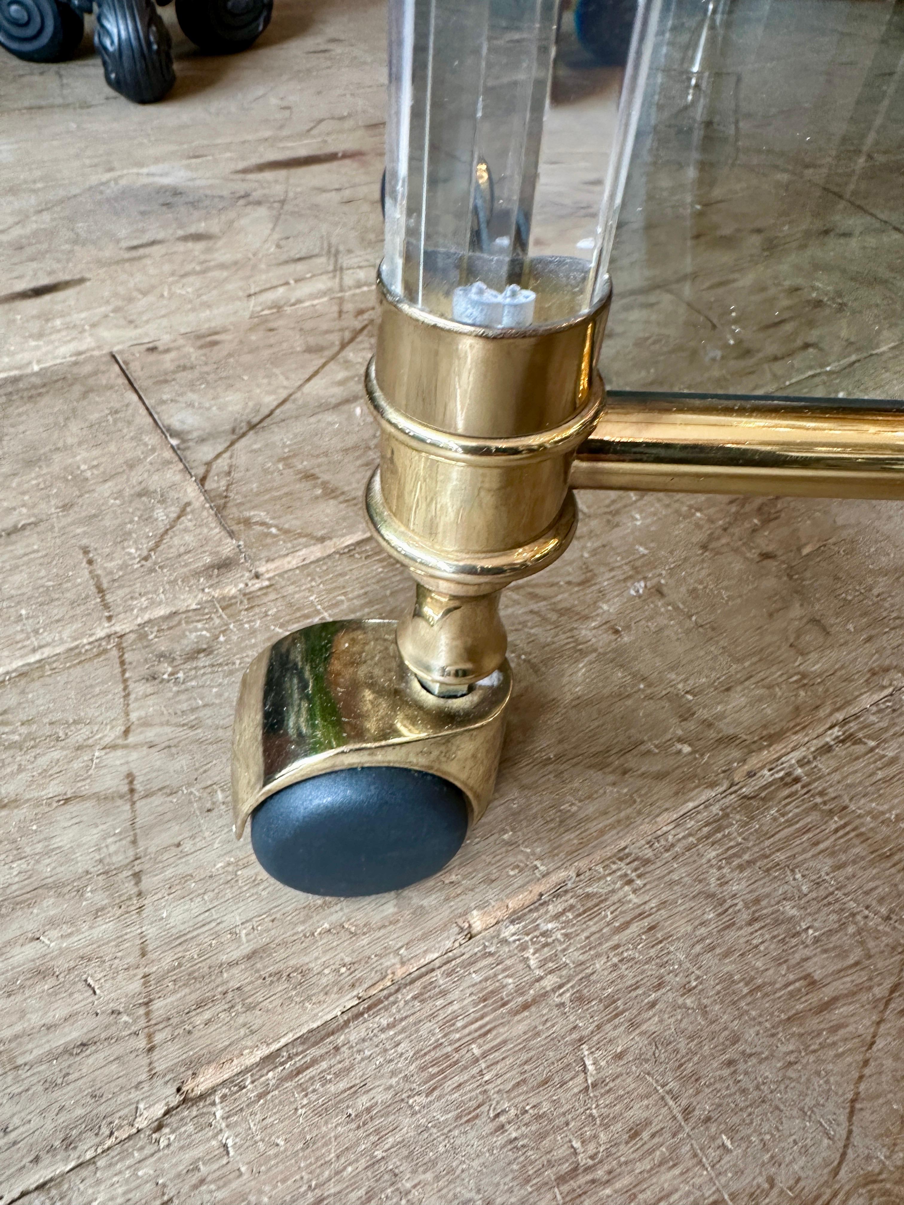 A Brass and Lucite French Bar Cart  or Drinks Trolly 1