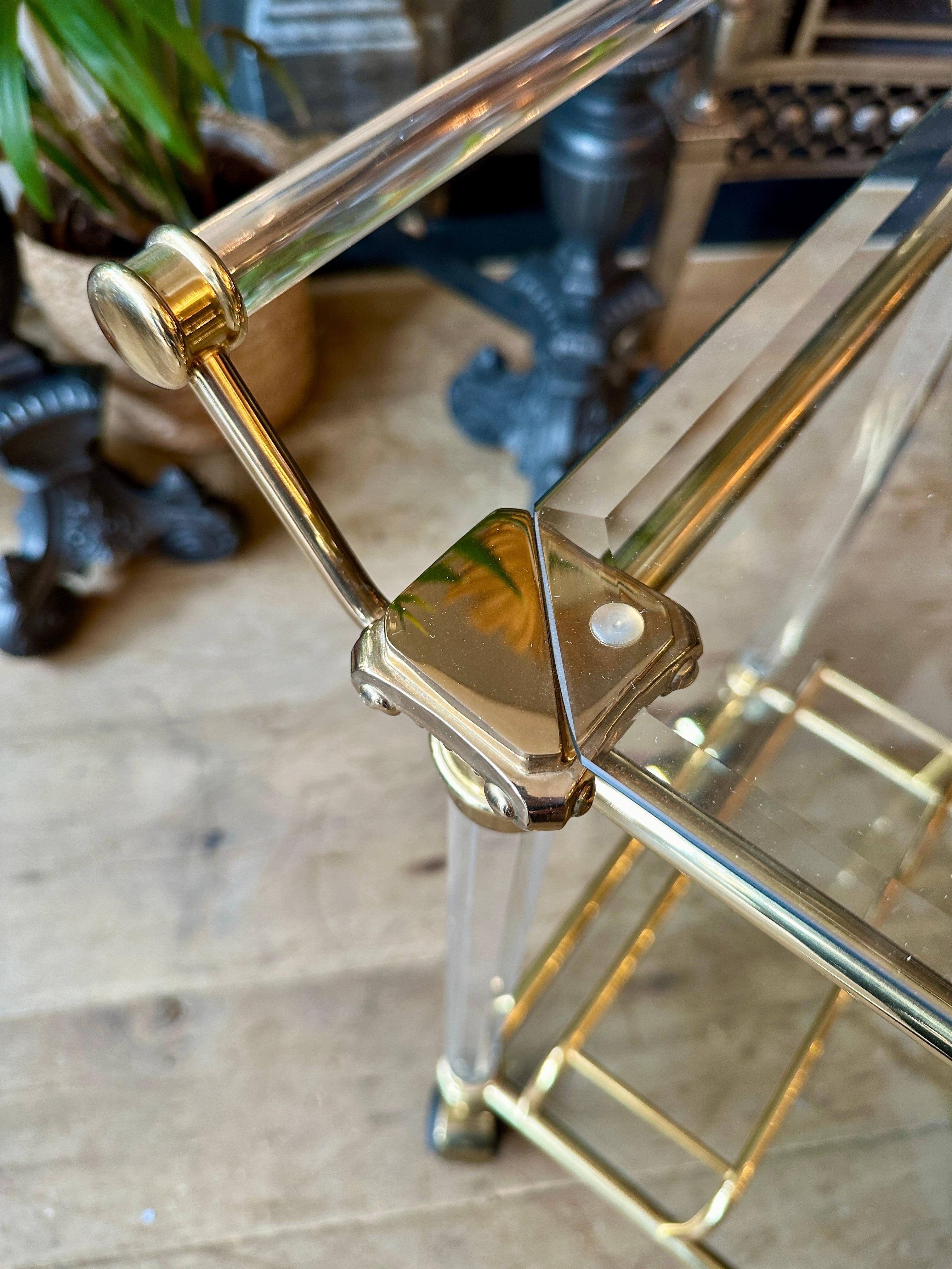 A Brass and Lucite French Bar Cart  or Drinks Trolly 4